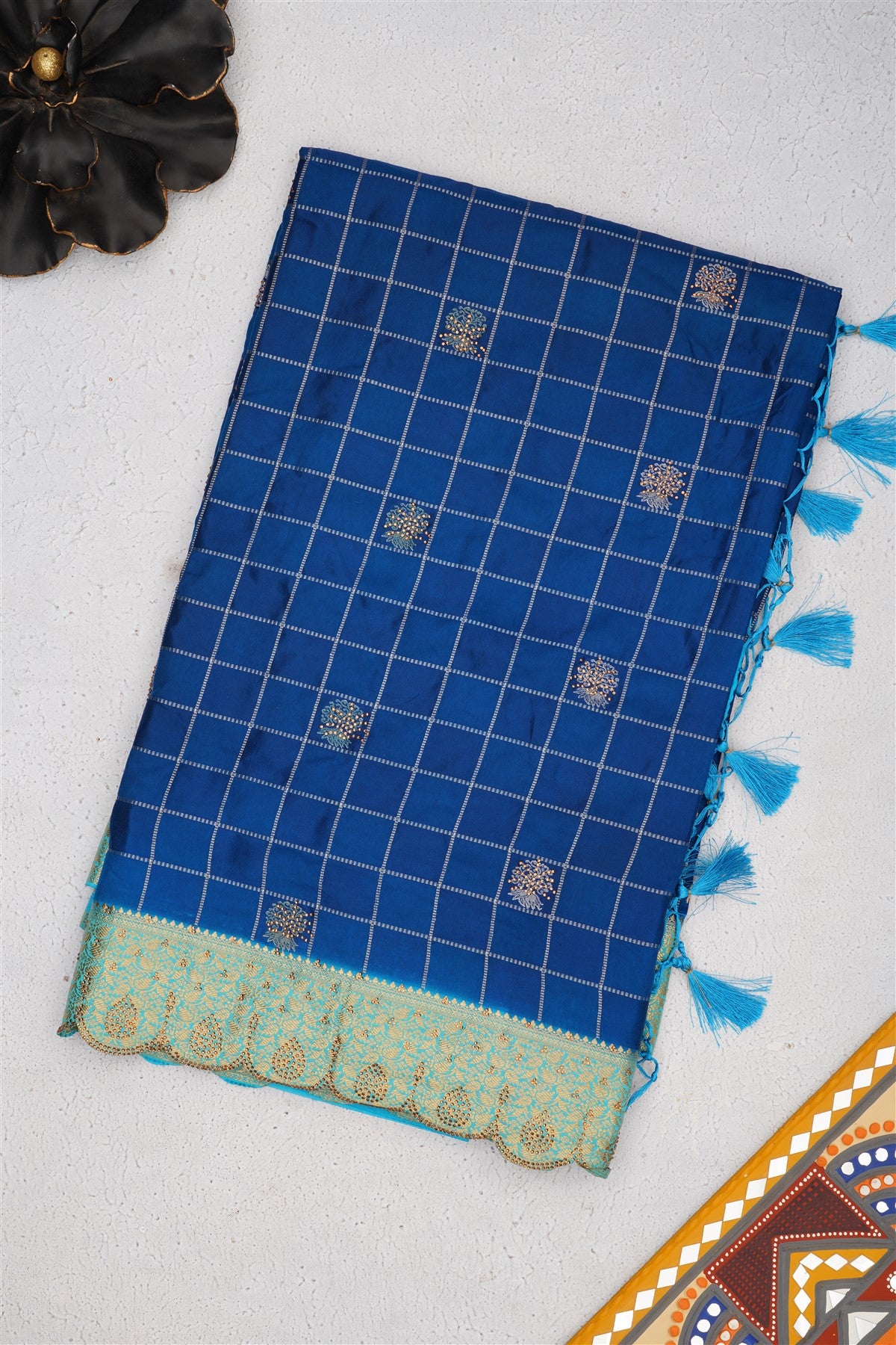 Banarasi Mashru Dark Blue Saree