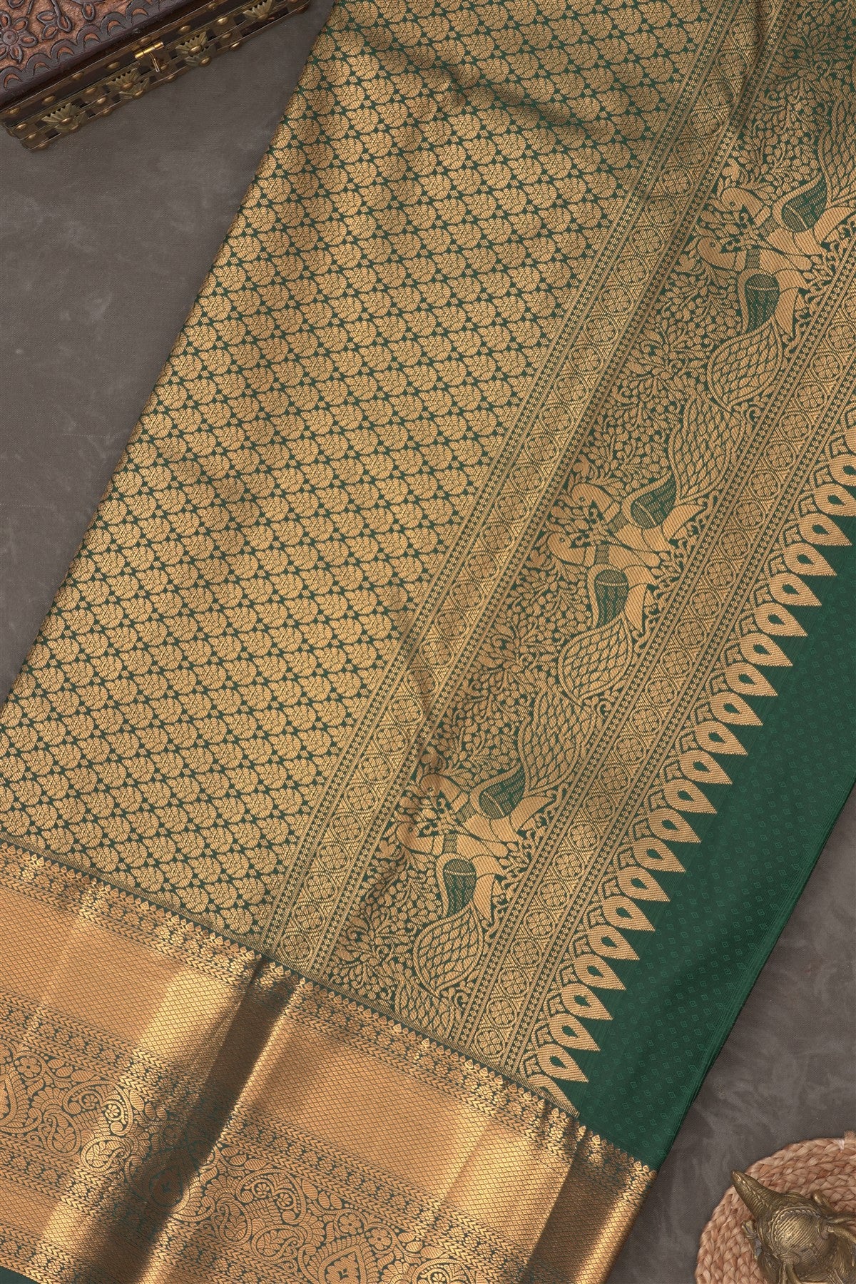 Semi Kanchipuram Silk Blend Pink Saree