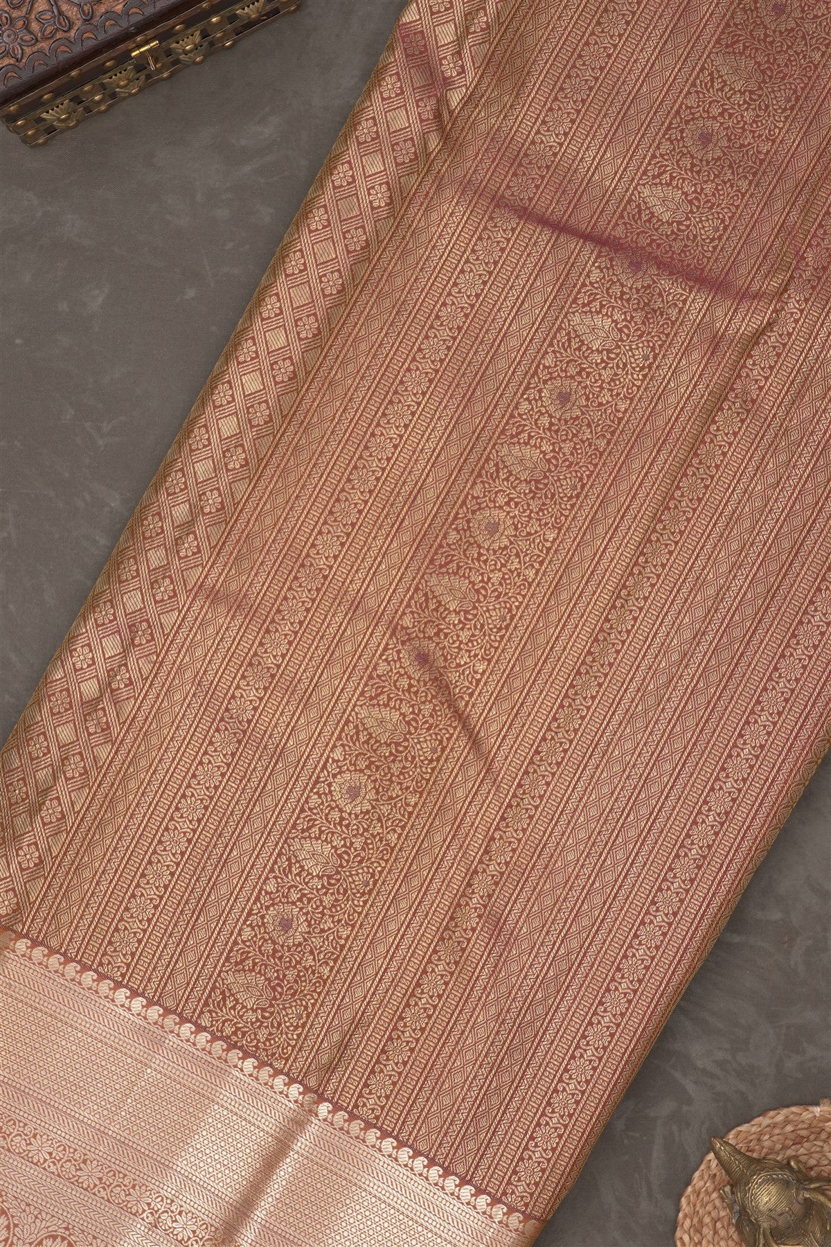 Semi Kanchipuram Silk Blend Yellow Saree