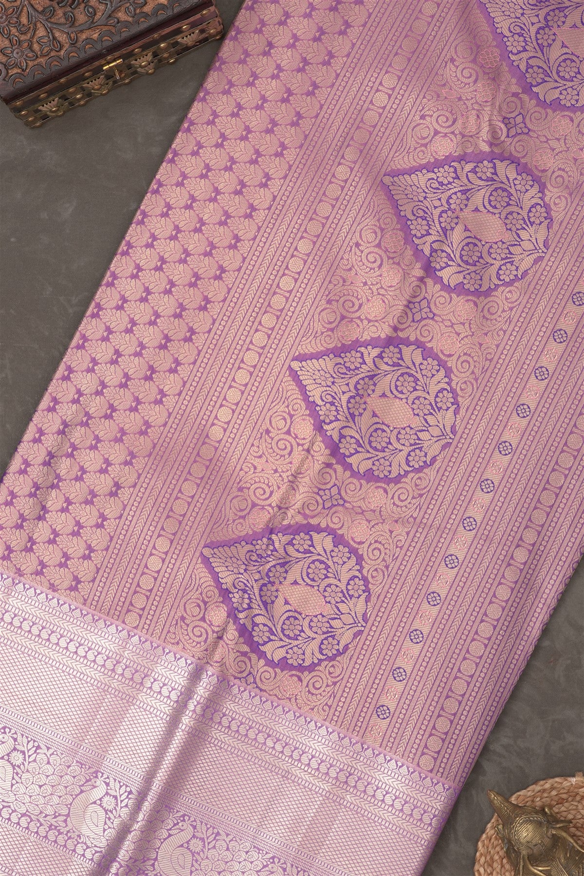 Semi Kanchipuram Silk Blend Blue Saree