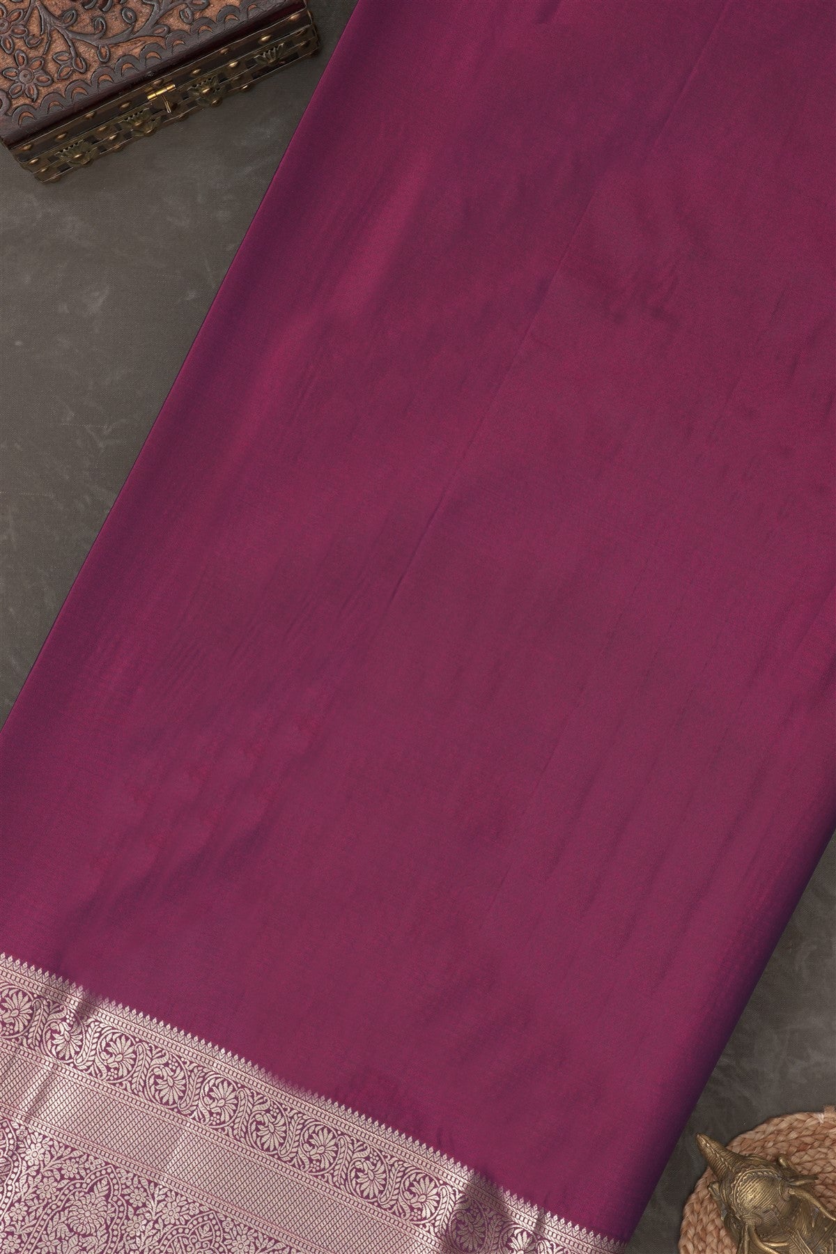 Semi Kanchipuram Silk Blend Navy Blue Saree