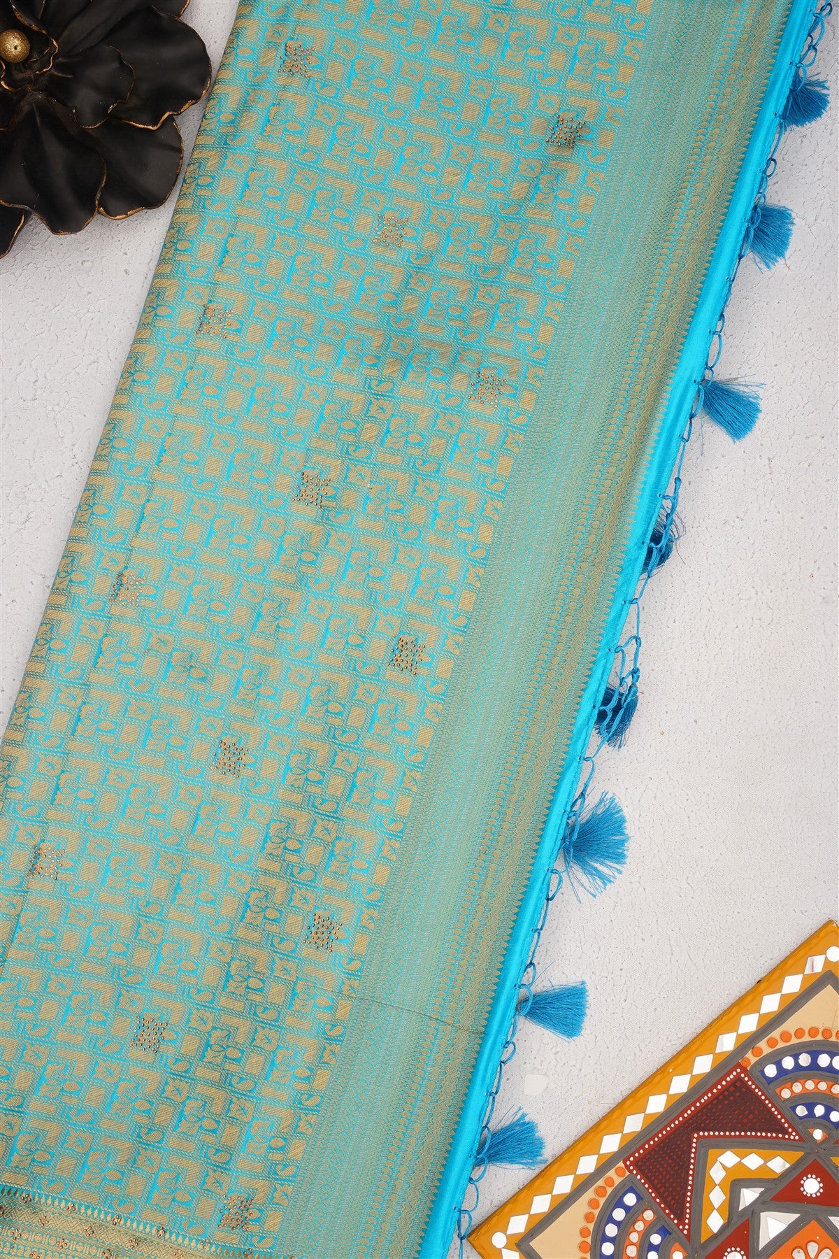Banarasi Mashru Dark Blue Saree