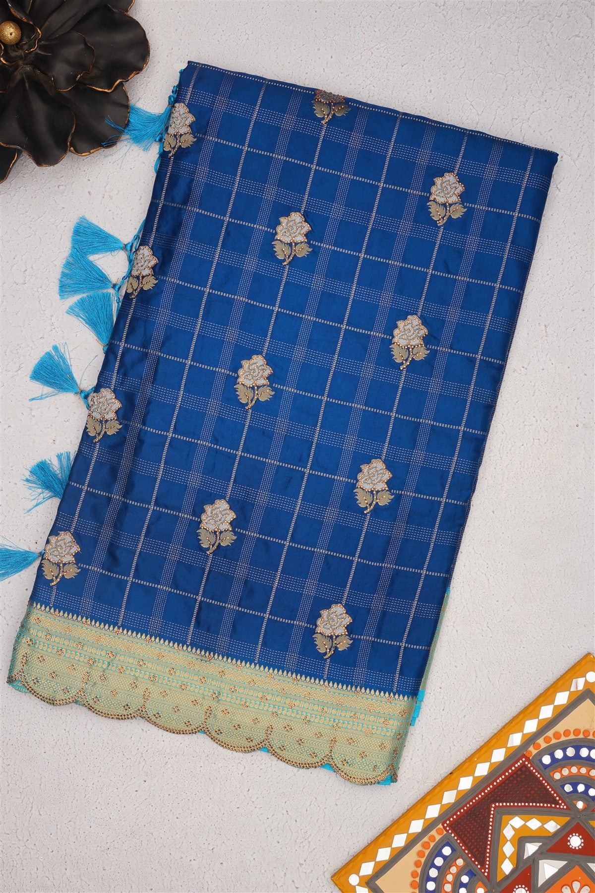 Banarasi Mashru Dark Blue Saree