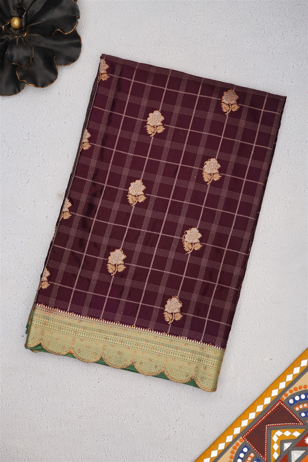 Banarasi Mashru Dark Purple Saree