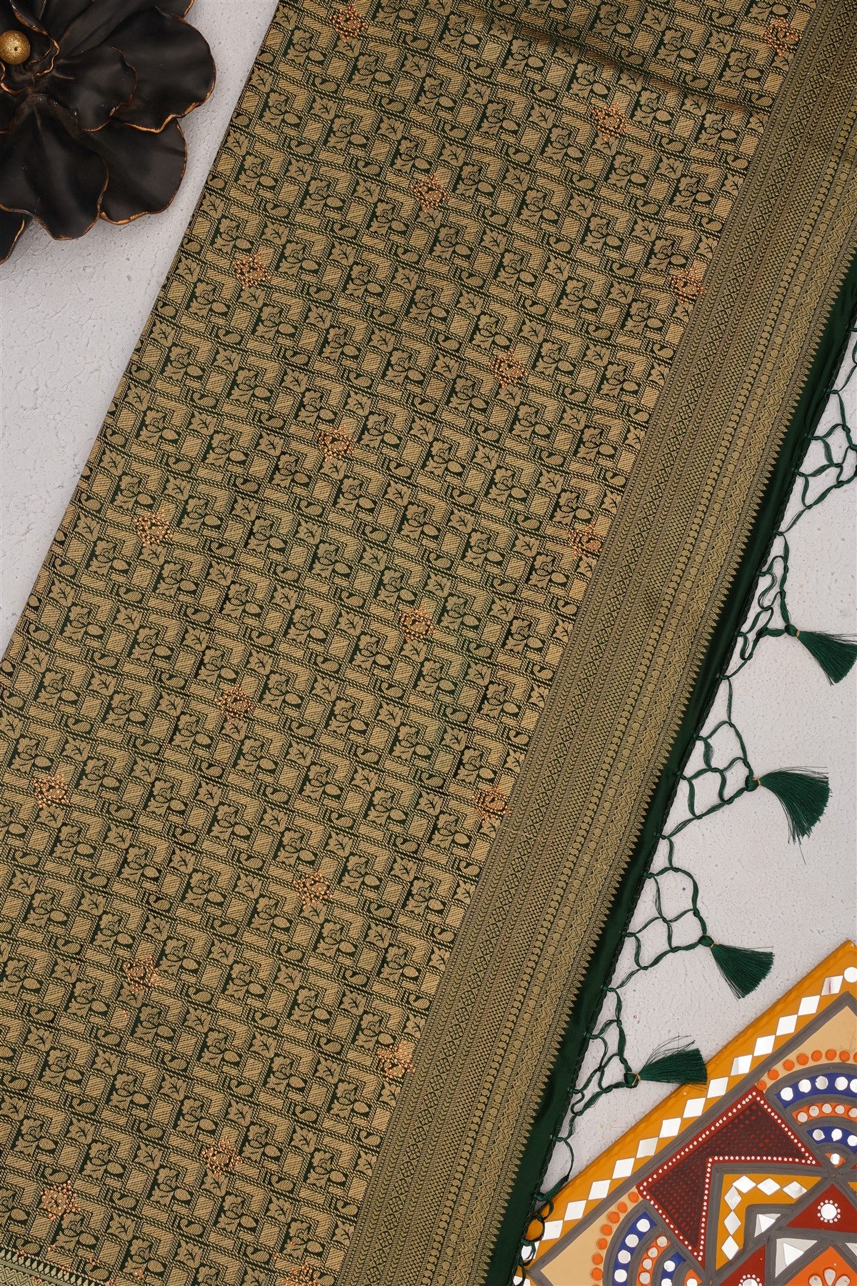 Banarasi Mashru Lime Green Saree