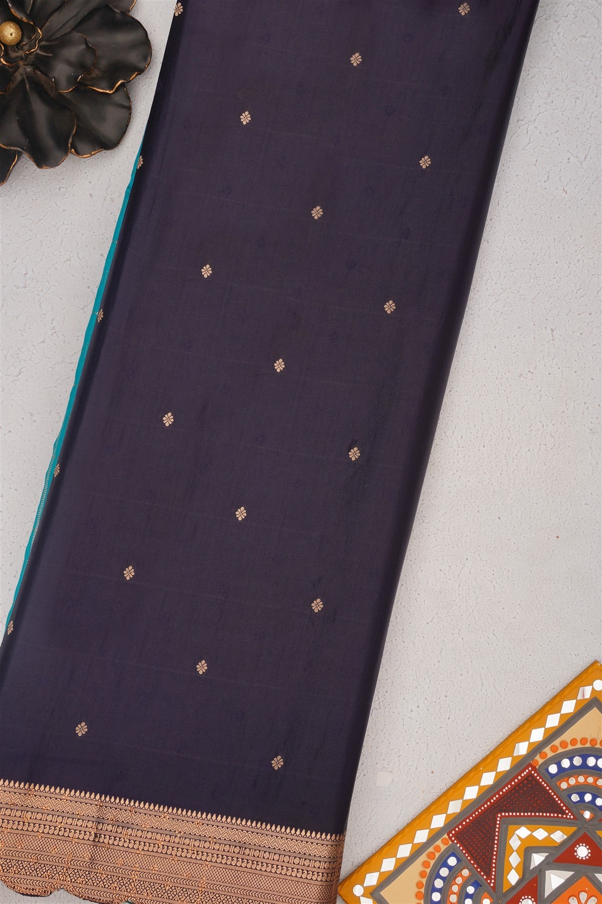 Banarasi Mashru Teal Saree