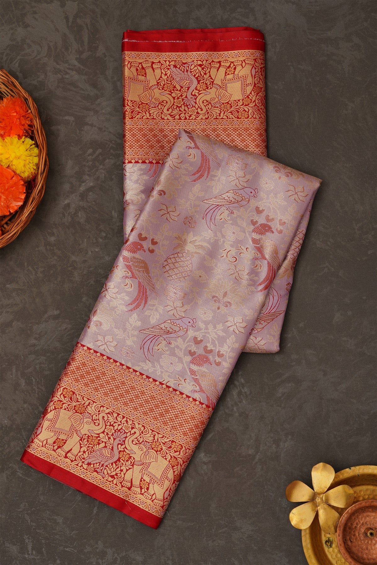 Semi Pattu Silk Blend Lavander Saree