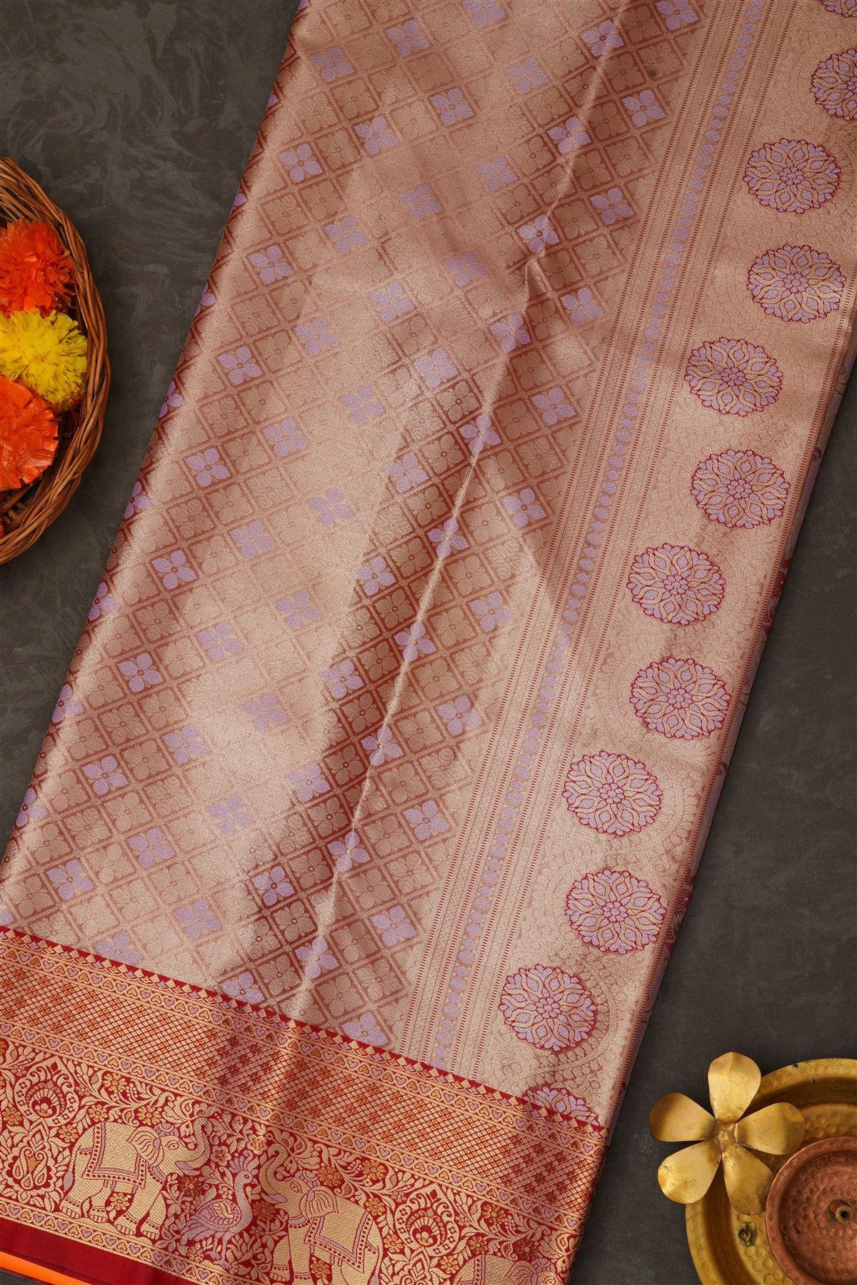 Semi Pattu Silk Blend Lavander Saree