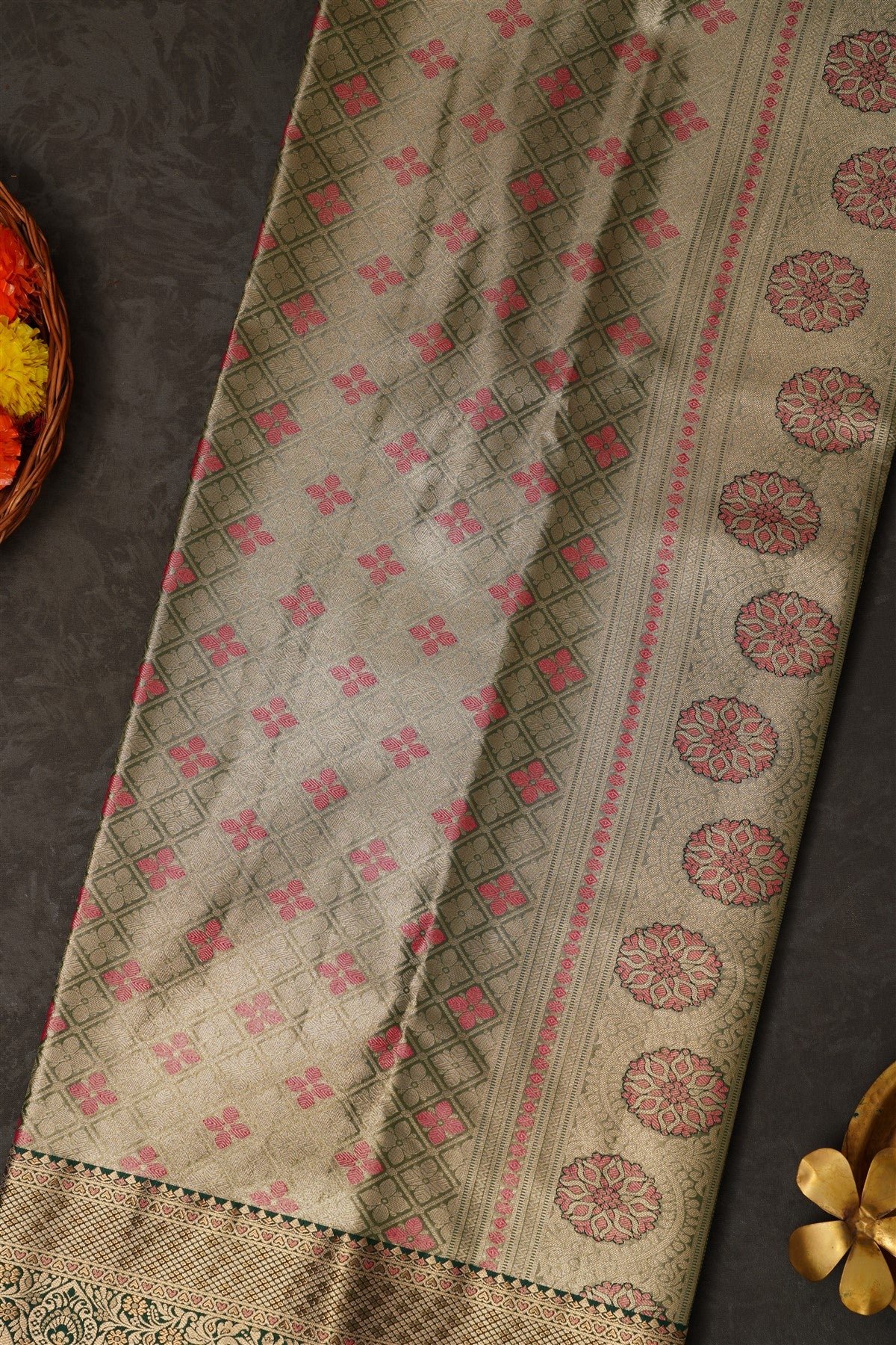 Semi Pattu Silk Blend Onion Pink Saree