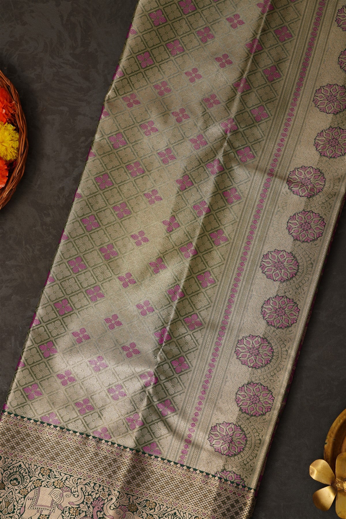 Semi Pattu Silk Blend Purple Saree