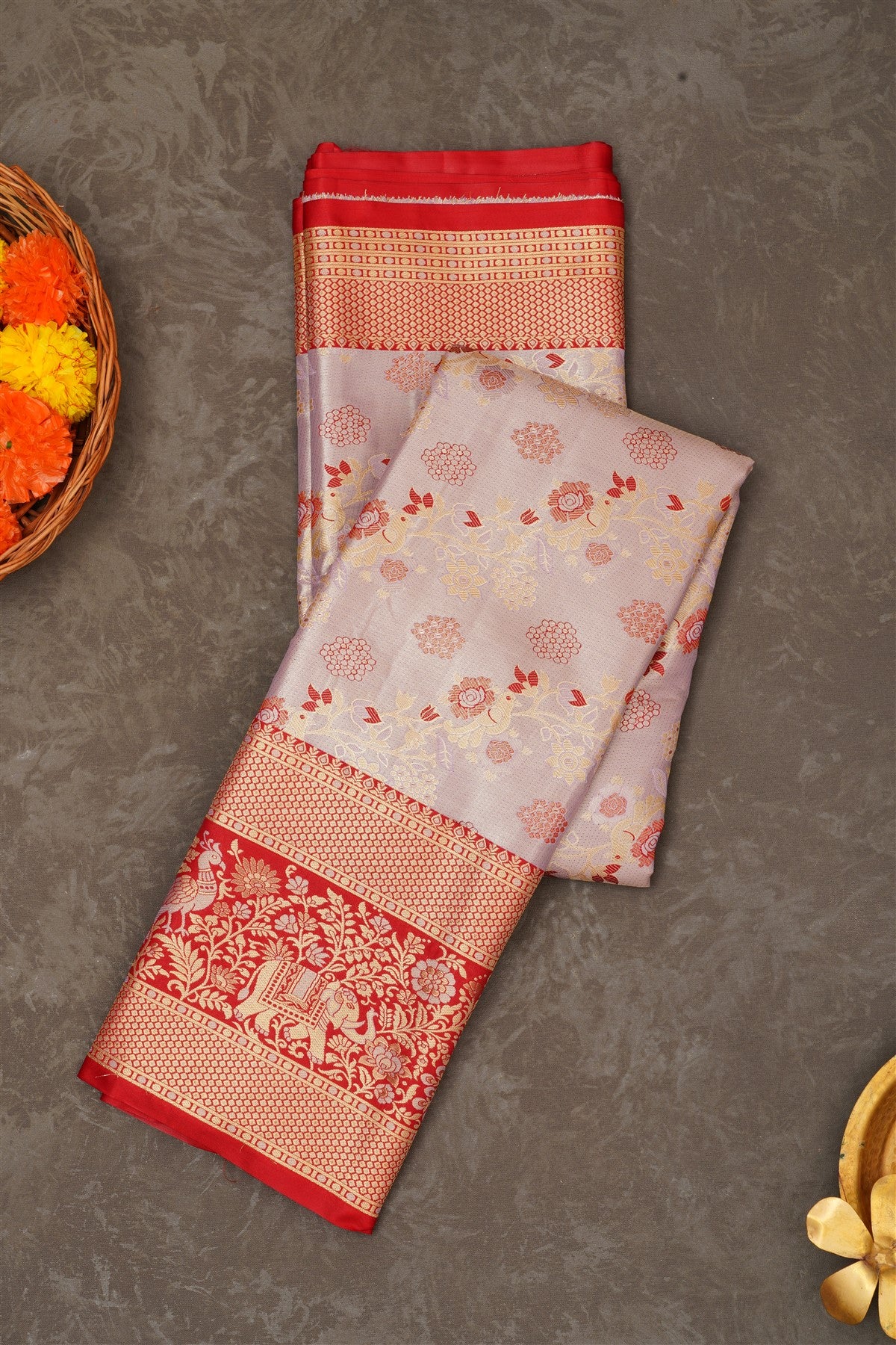 Semi Pattu Silk Blend Lavander Saree