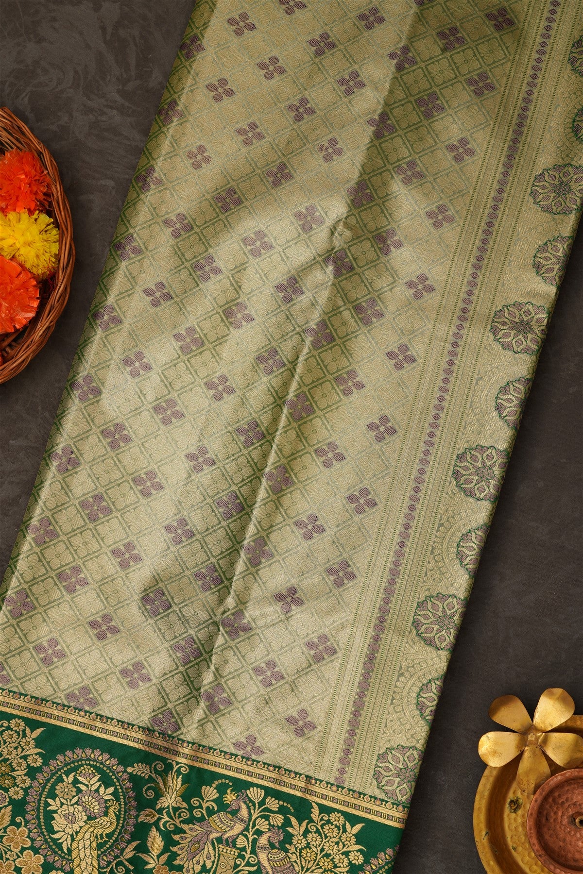 Semi Pattu Silk Blend Royal Blue Saree