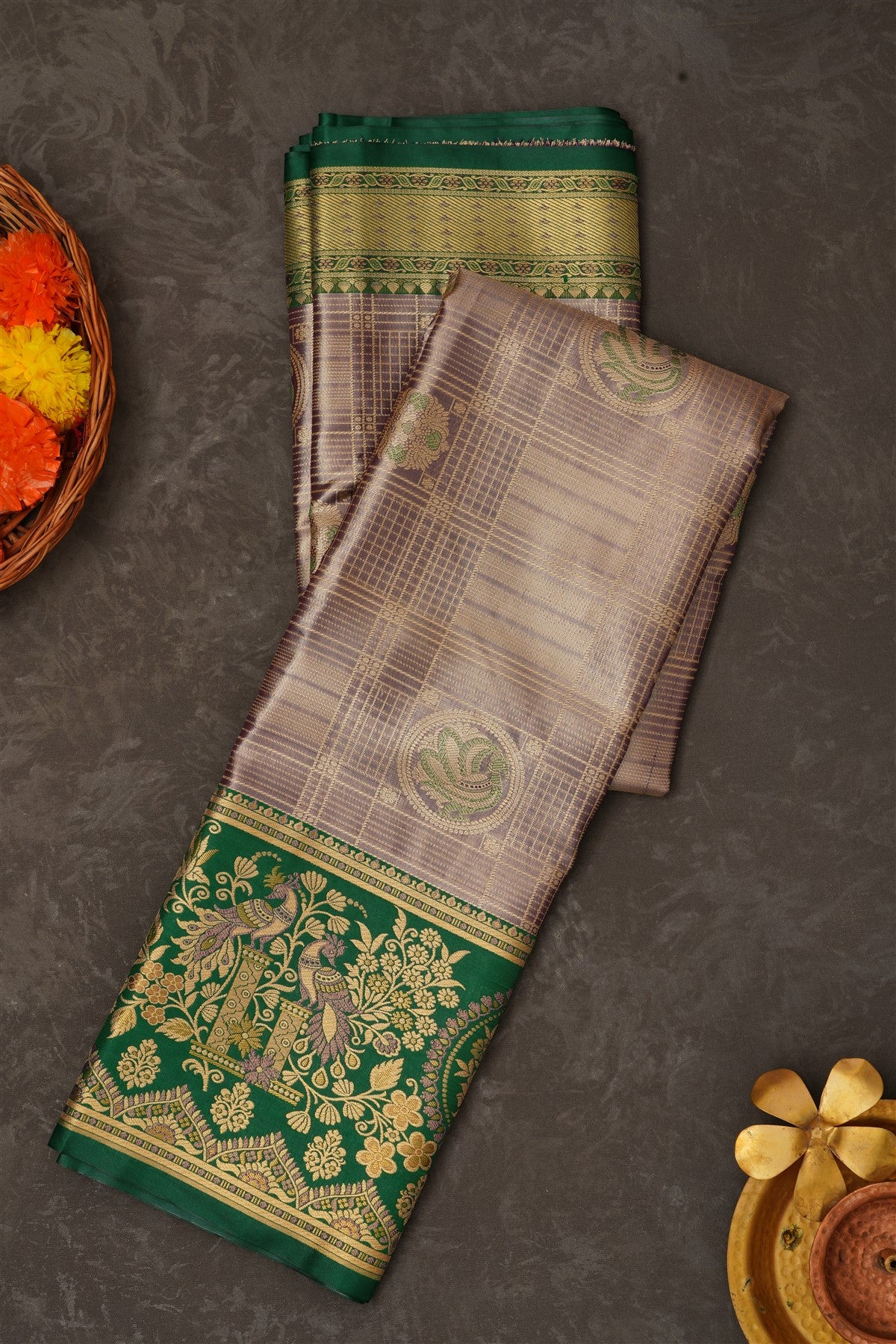 Semi Pattu Silk Blend Royal Blue Saree