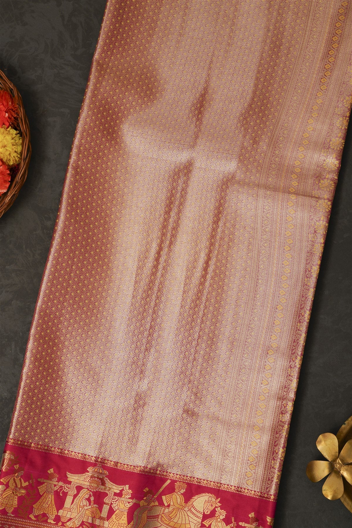 Semi Pattu Silk Blend Yellow Saree