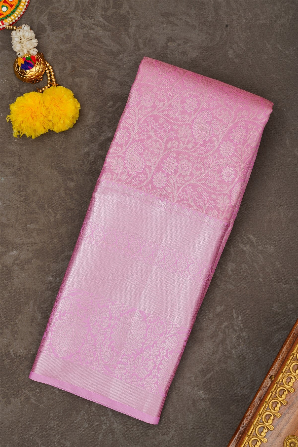 Semi Pattu Silk Blend Baby Pink Saree