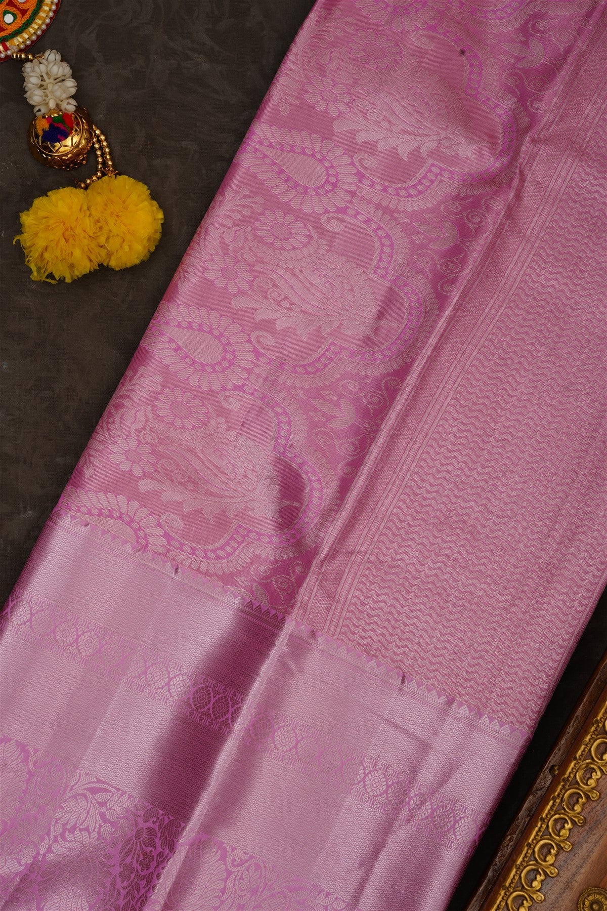 Semi Pattu Silk Blend Baby Pink Saree