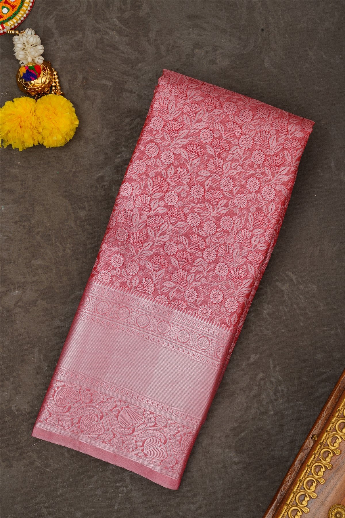 Semi Pattu Silk Blend Maroon Saree