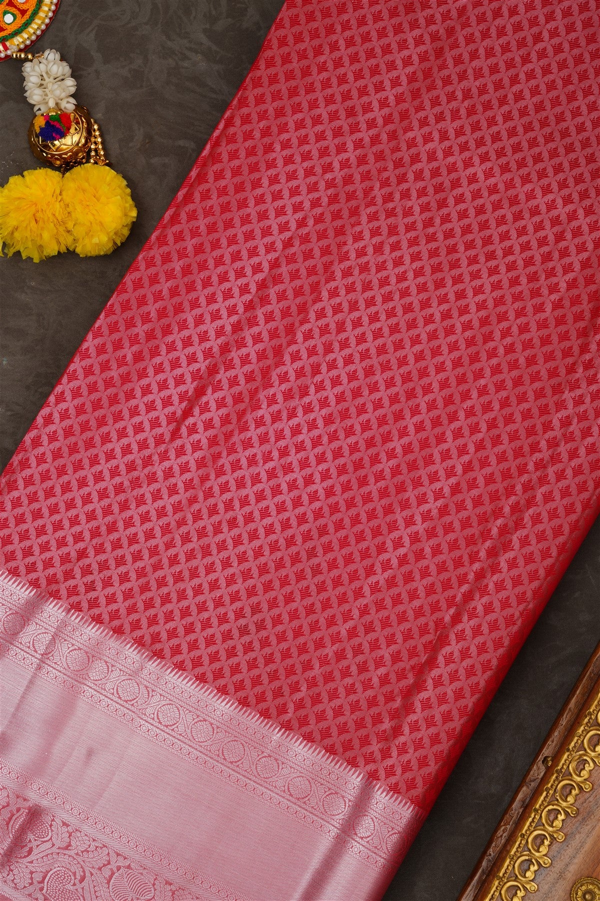 Semi Pattu Silk Blend Maroon Saree