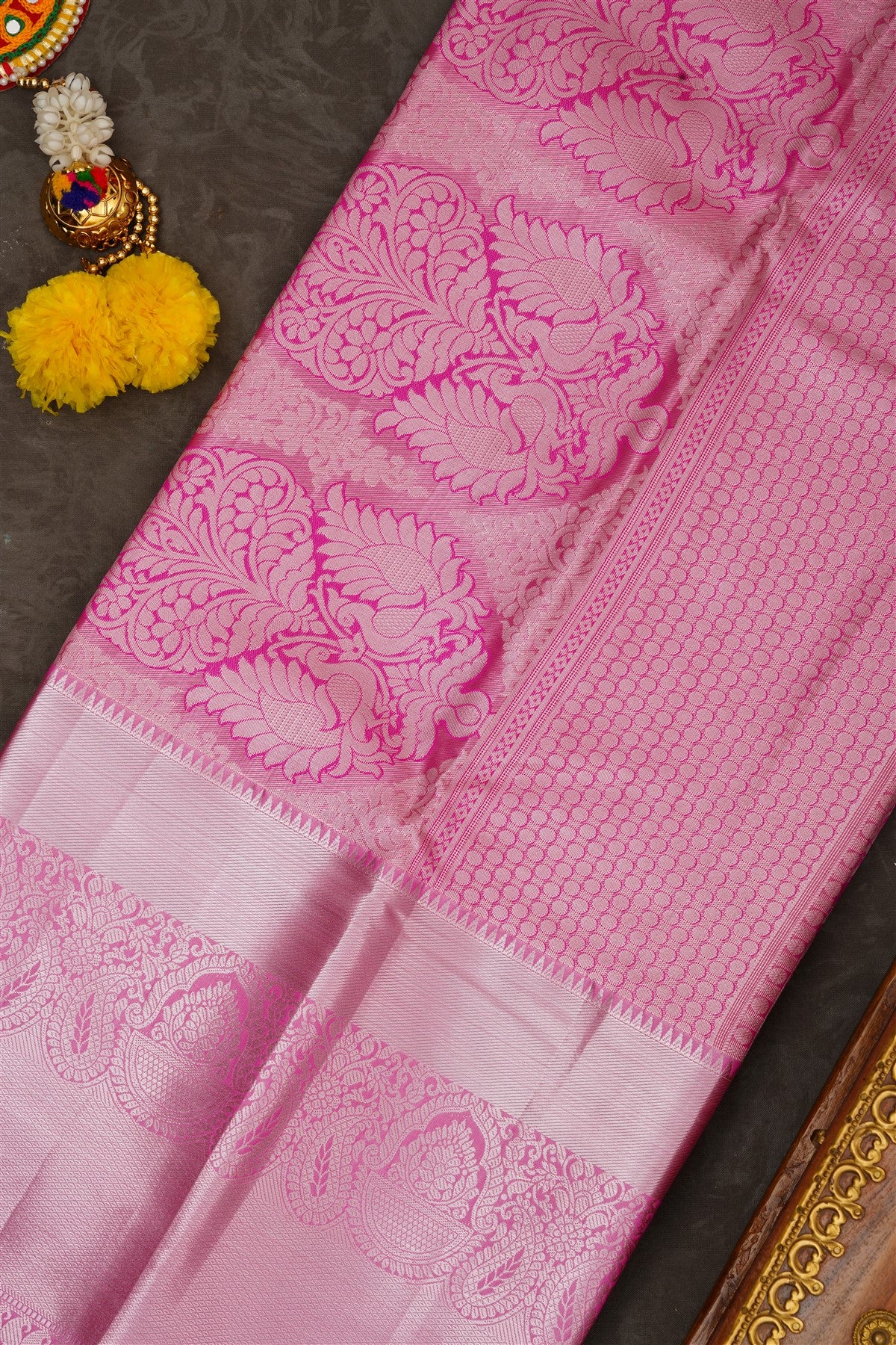 Semi Pattu Silk Blend Pink Saree