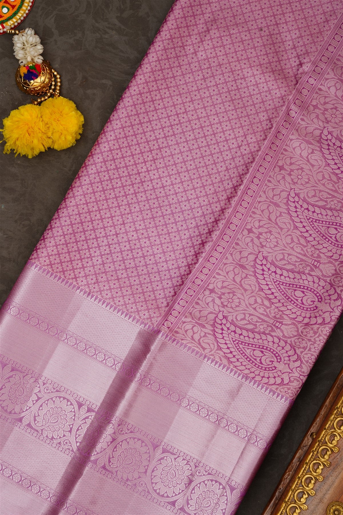 Semi Pattu Silk Blend Purple Saree