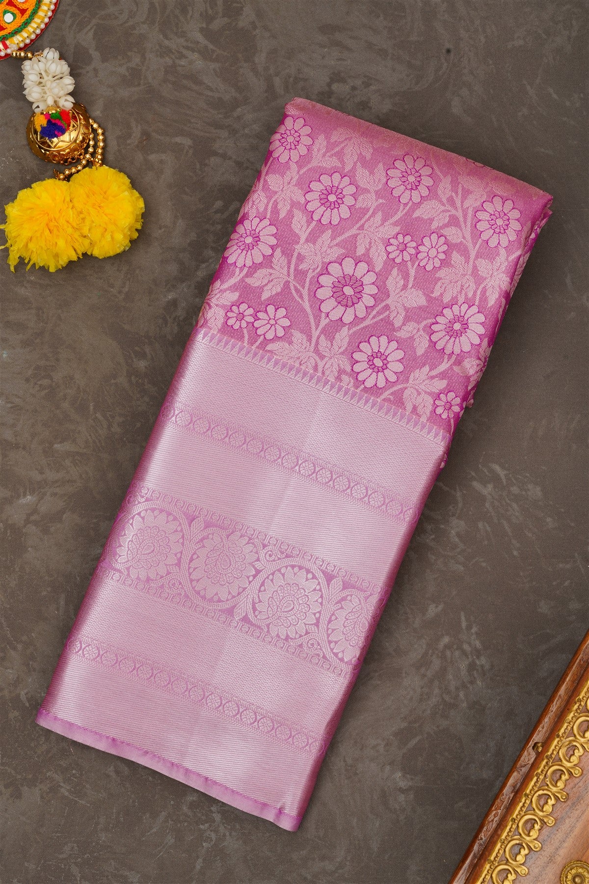 Semi Pattu Silk Blend Purple Saree