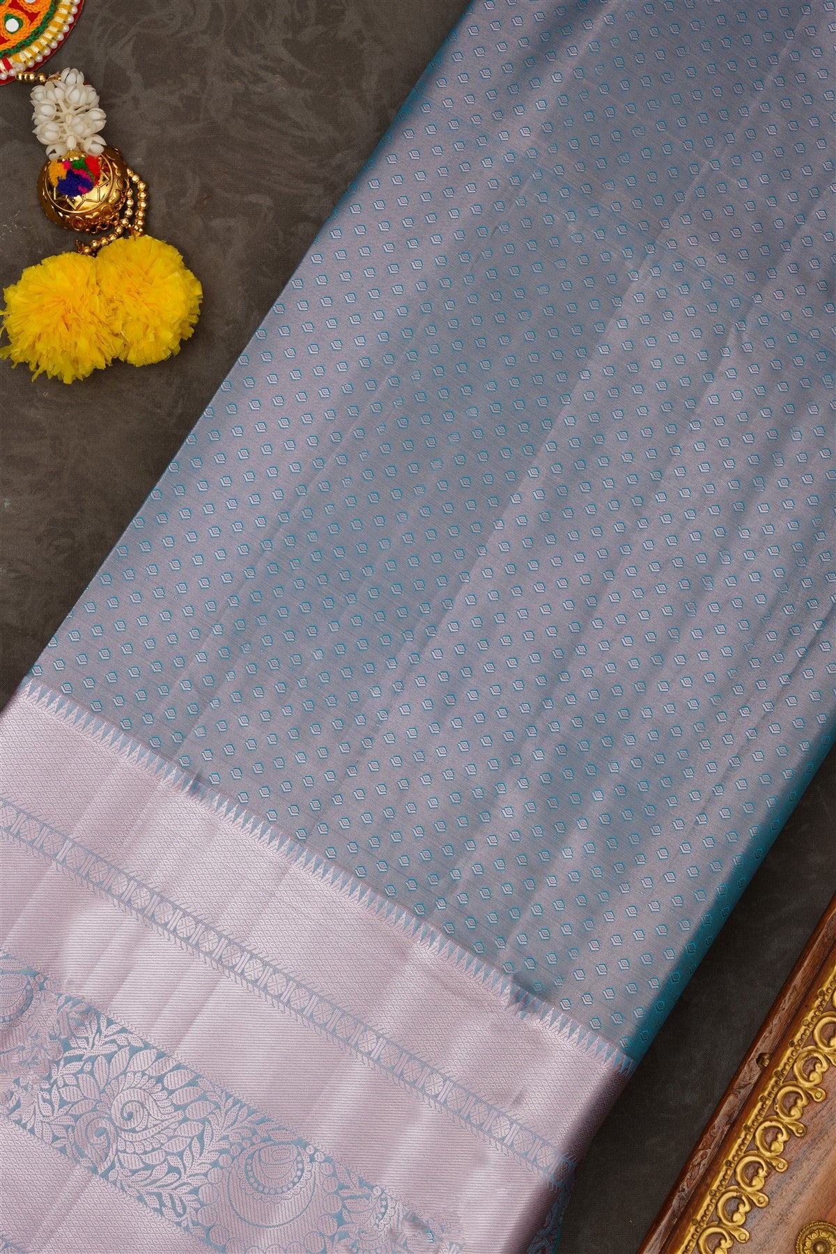 Semi Pattu Silk Blend Rama Green Saree
