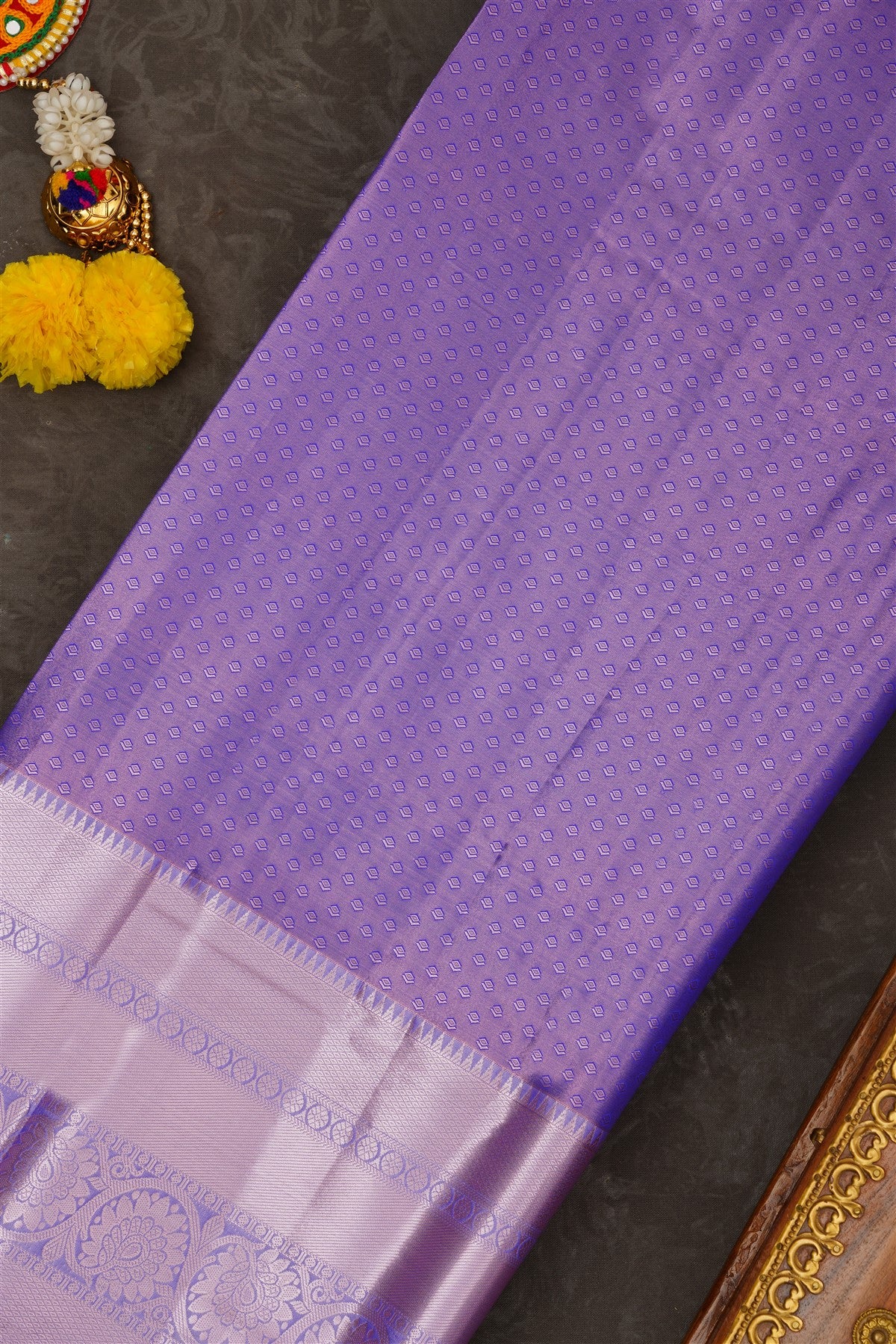 Semi Pattu Silk Blend Royal Blue Saree