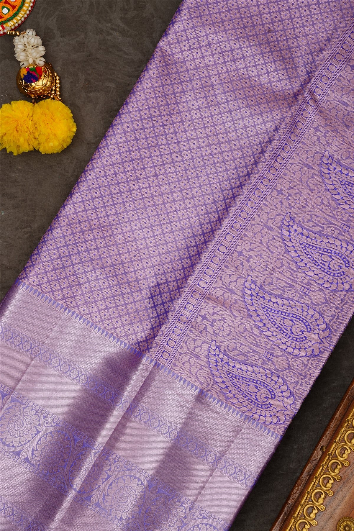 Semi Pattu Silk Blend Royal Blue Saree