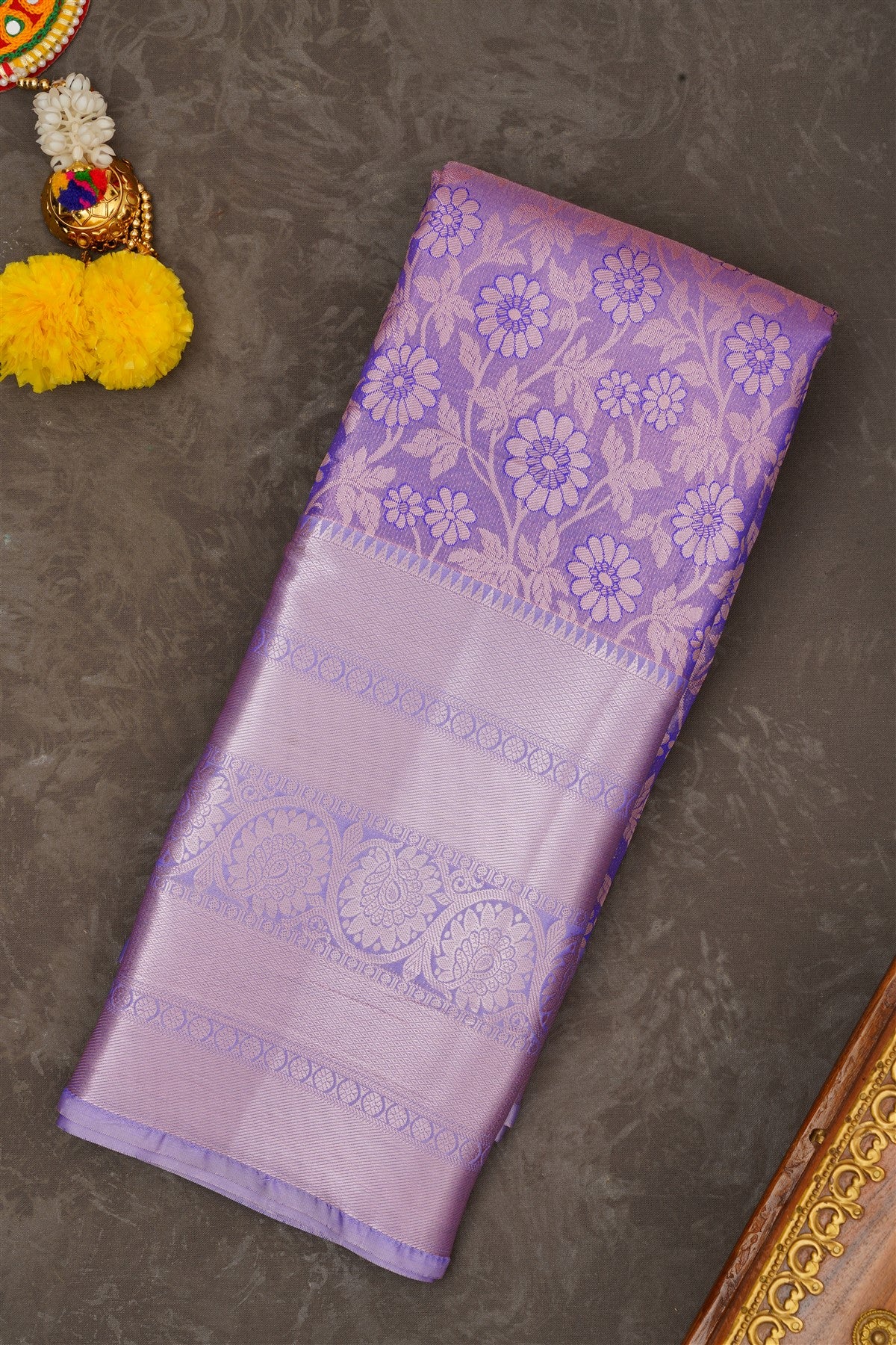 Semi Pattu Silk Blend Royal Blue Saree