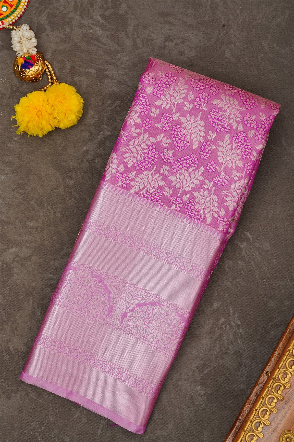 Semi Pattu Silk Blend Purple Saree