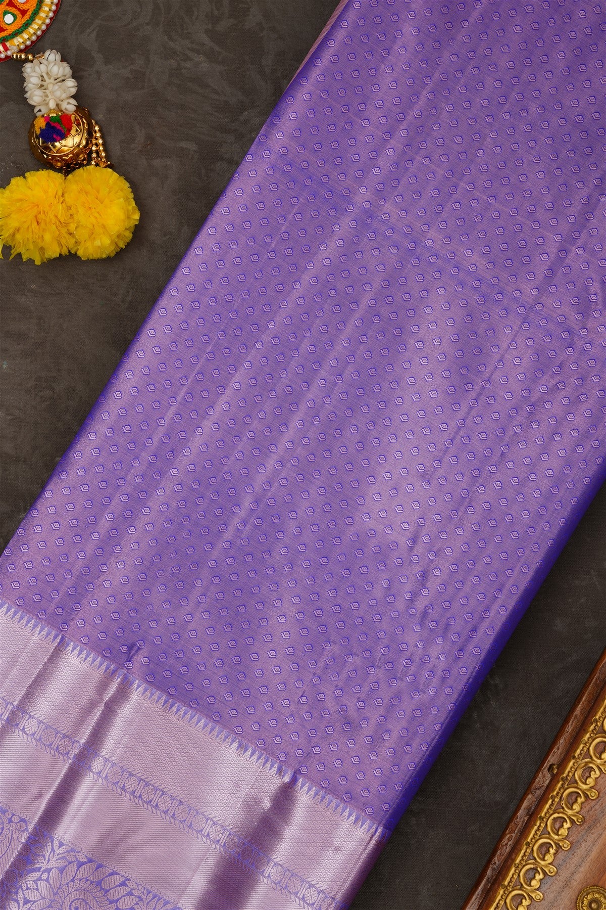 Semi Pattu Silk Blend Royal Blue Saree
