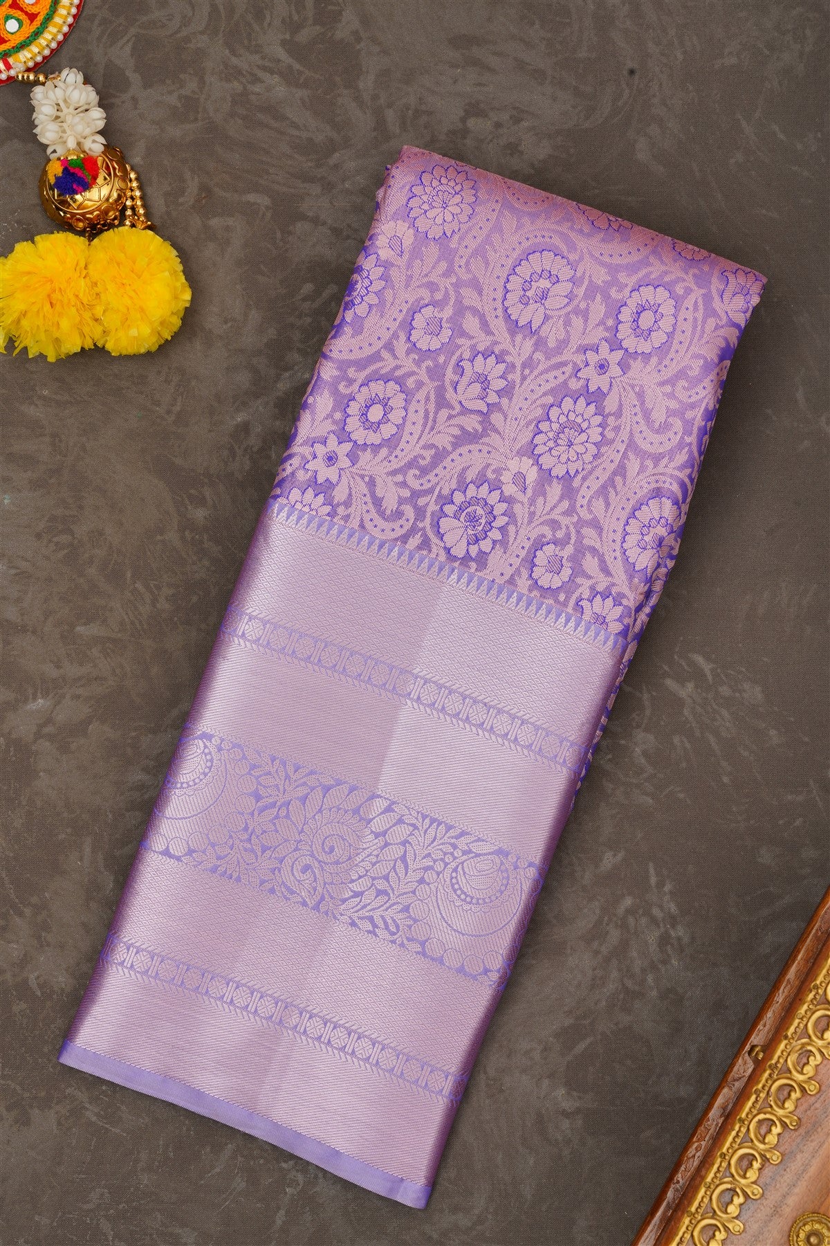 Semi Pattu Silk Blend Royal Blue Saree