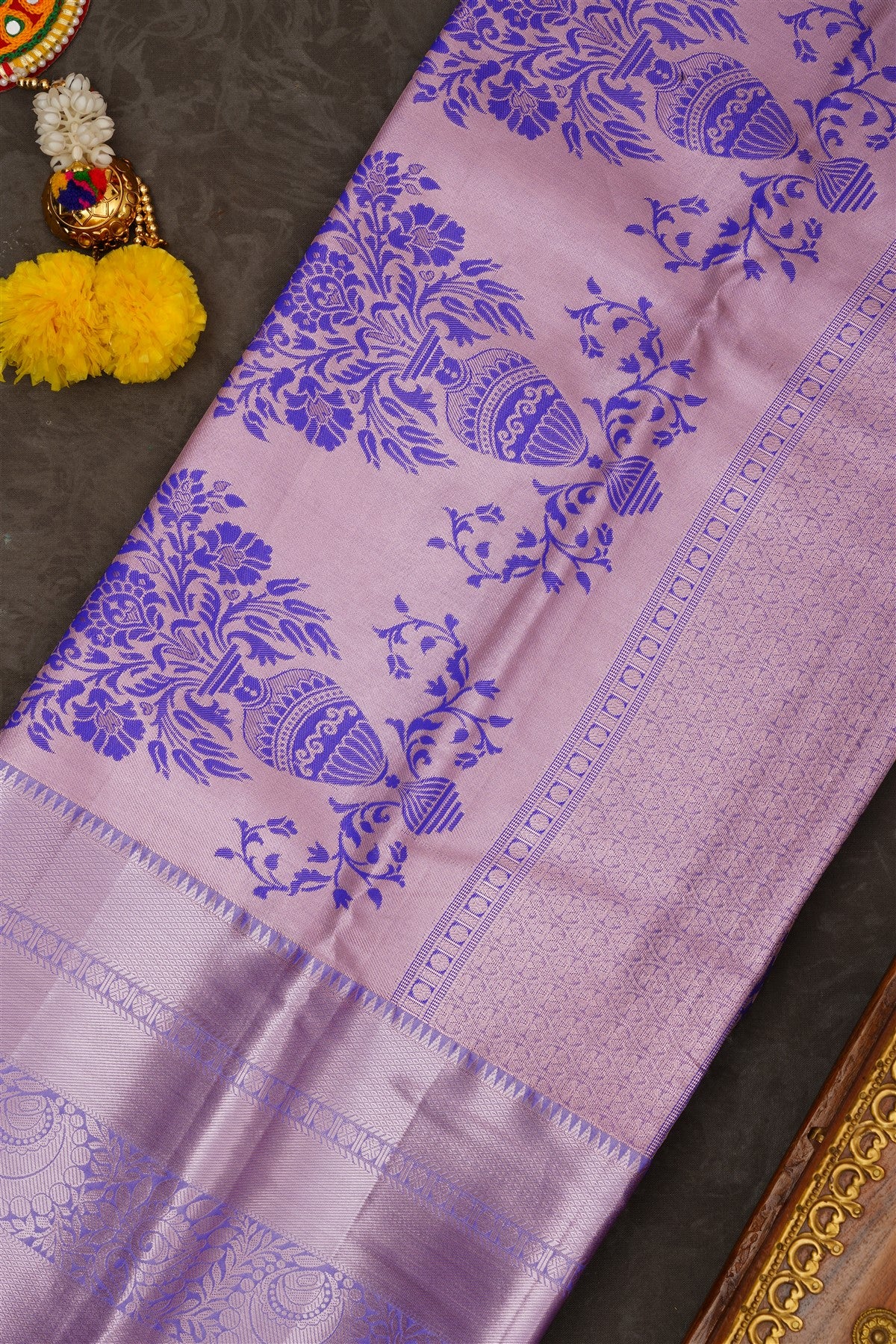 Semi Pattu Silk Blend Royal Blue Saree