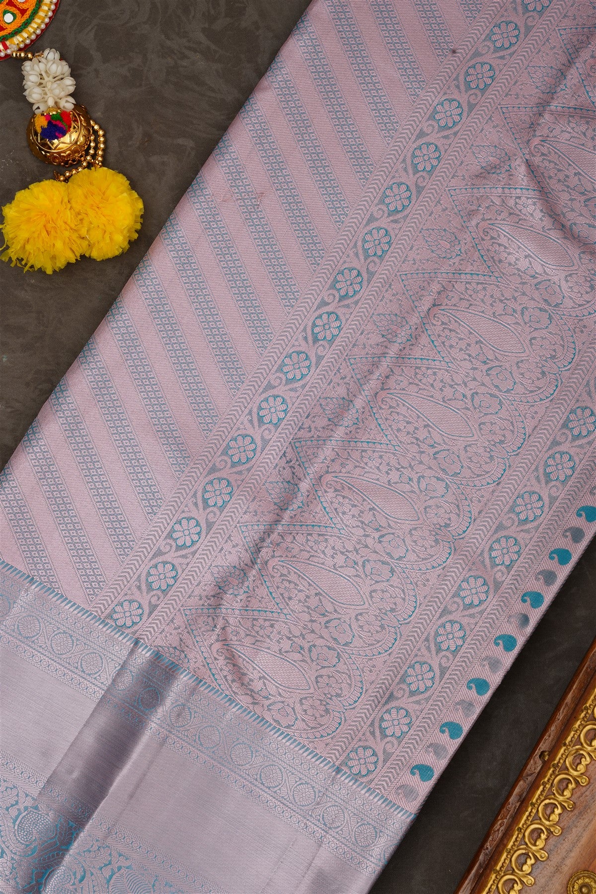 Semi Pattu Silk Blend Rama Green Saree