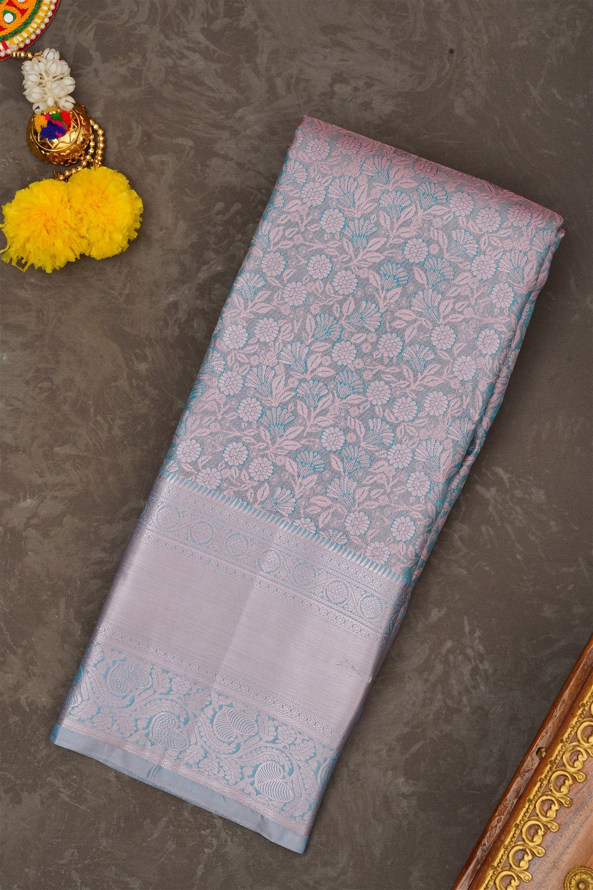 Semi Pattu Silk Blend Rama Green Saree