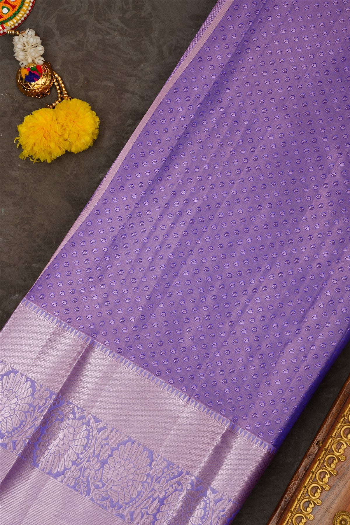 Semi Pattu Silk Blend Royal Blue Saree