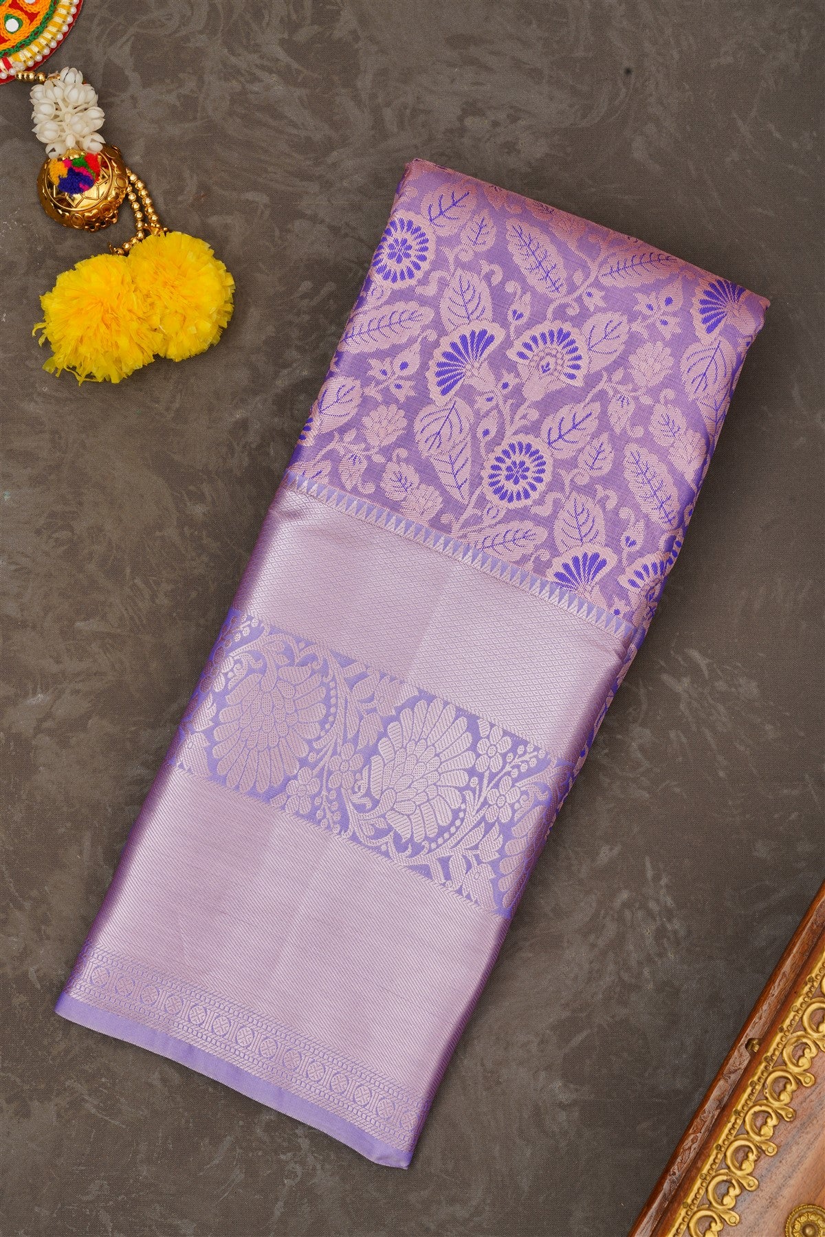 Semi Pattu Silk Blend Royal Blue Saree