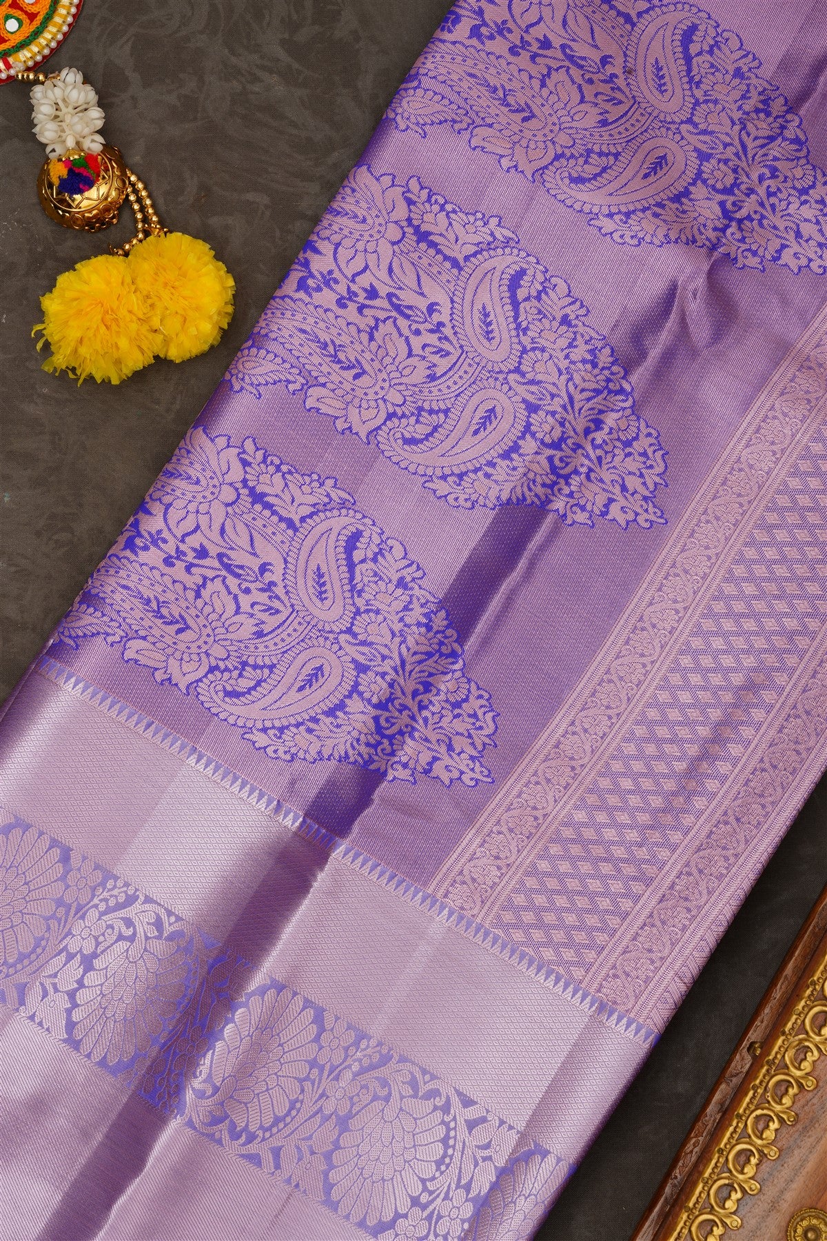 Semi Pattu Silk Blend Royal Blue Saree