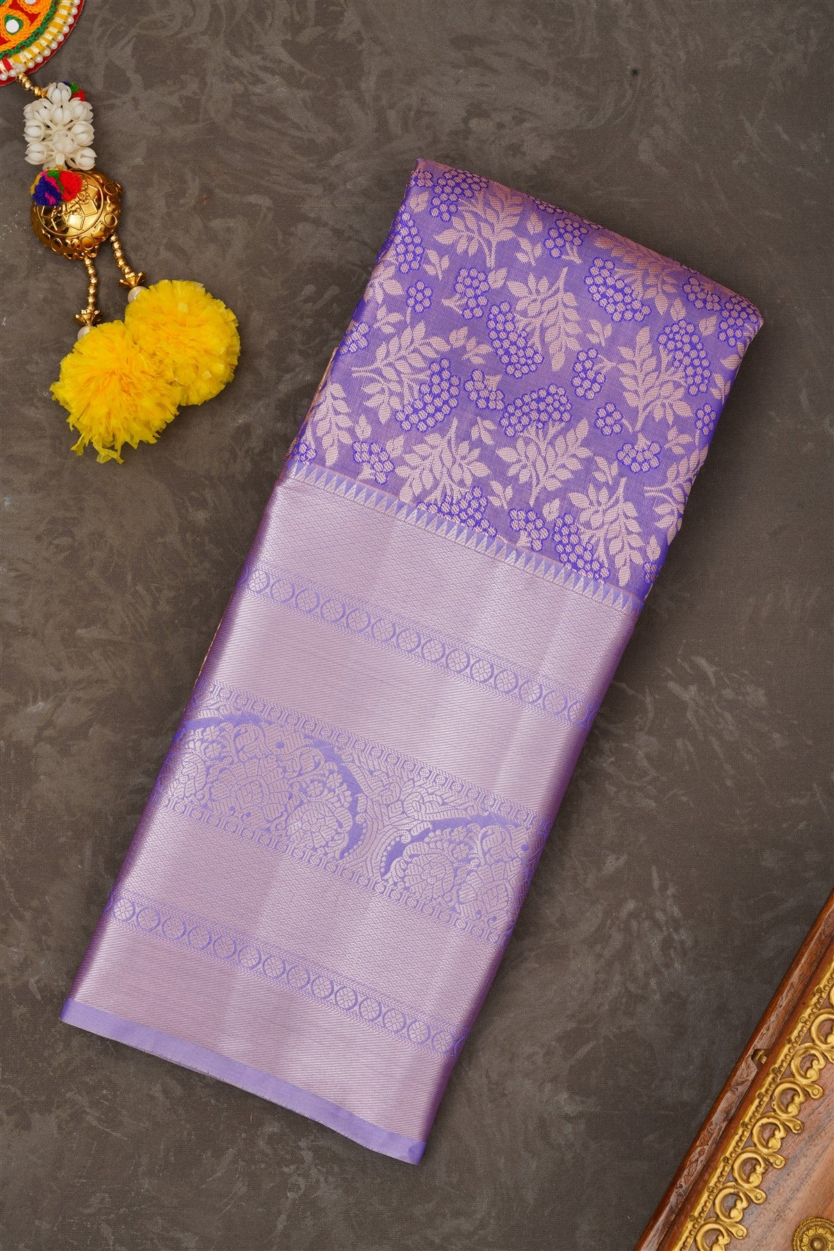 Semi Pattu Silk Blend Royal Blue Saree