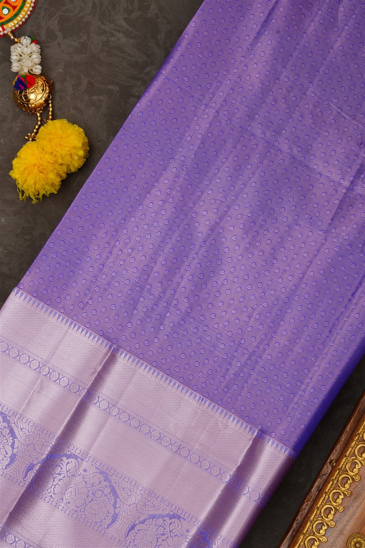 Semi Pattu Silk Blend Royal Blue Saree