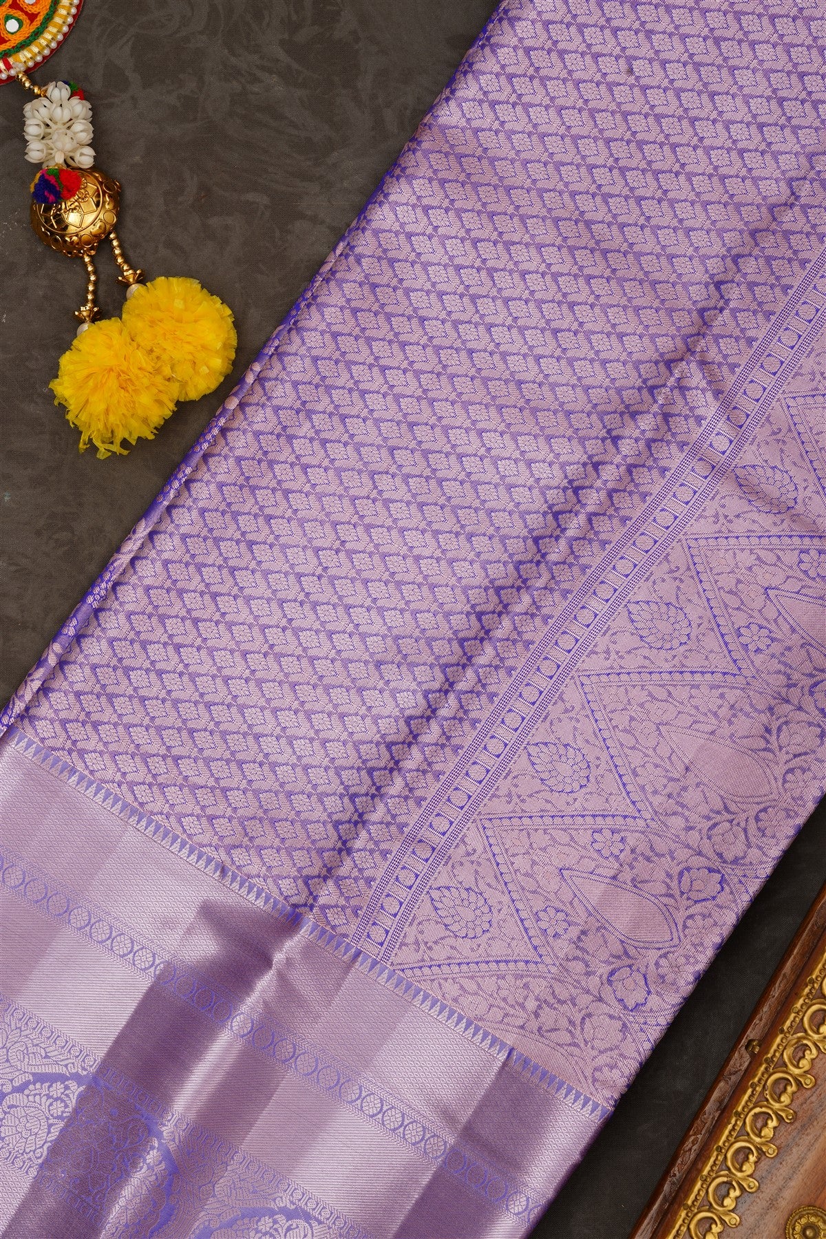 Semi Pattu Silk Blend Royal Blue Saree