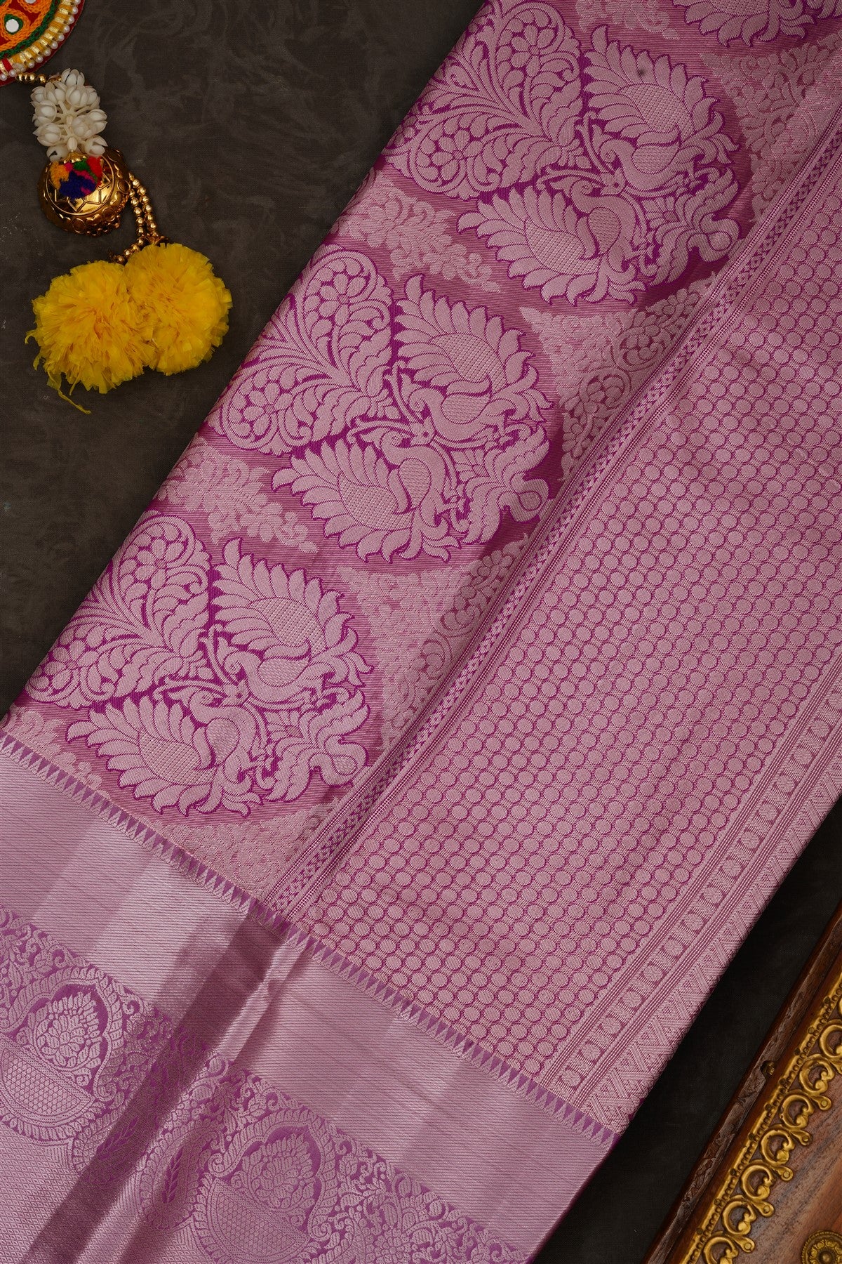 Semi Pattu Silk Blend Purple Saree