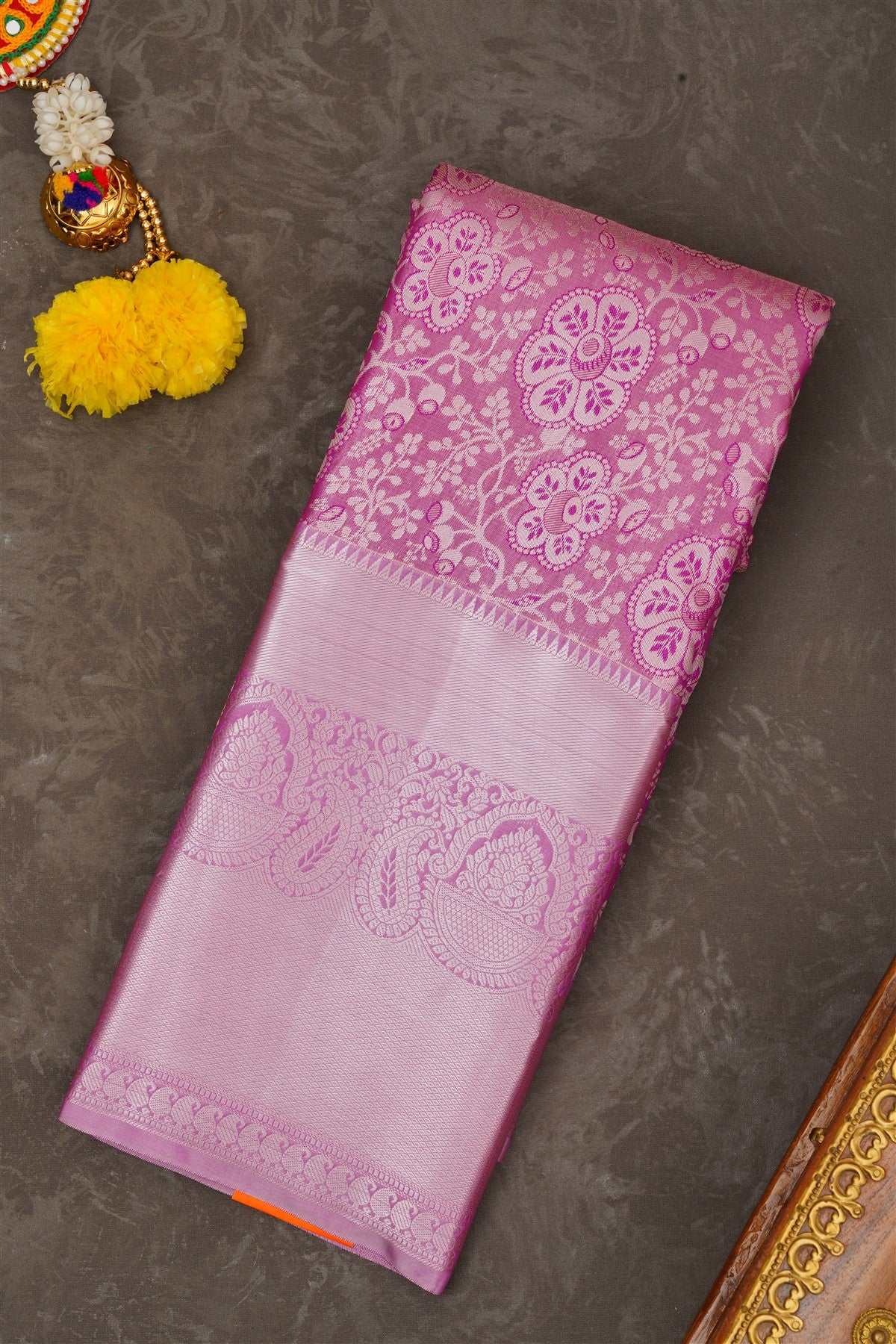 Semi Pattu Silk Blend Purple Saree