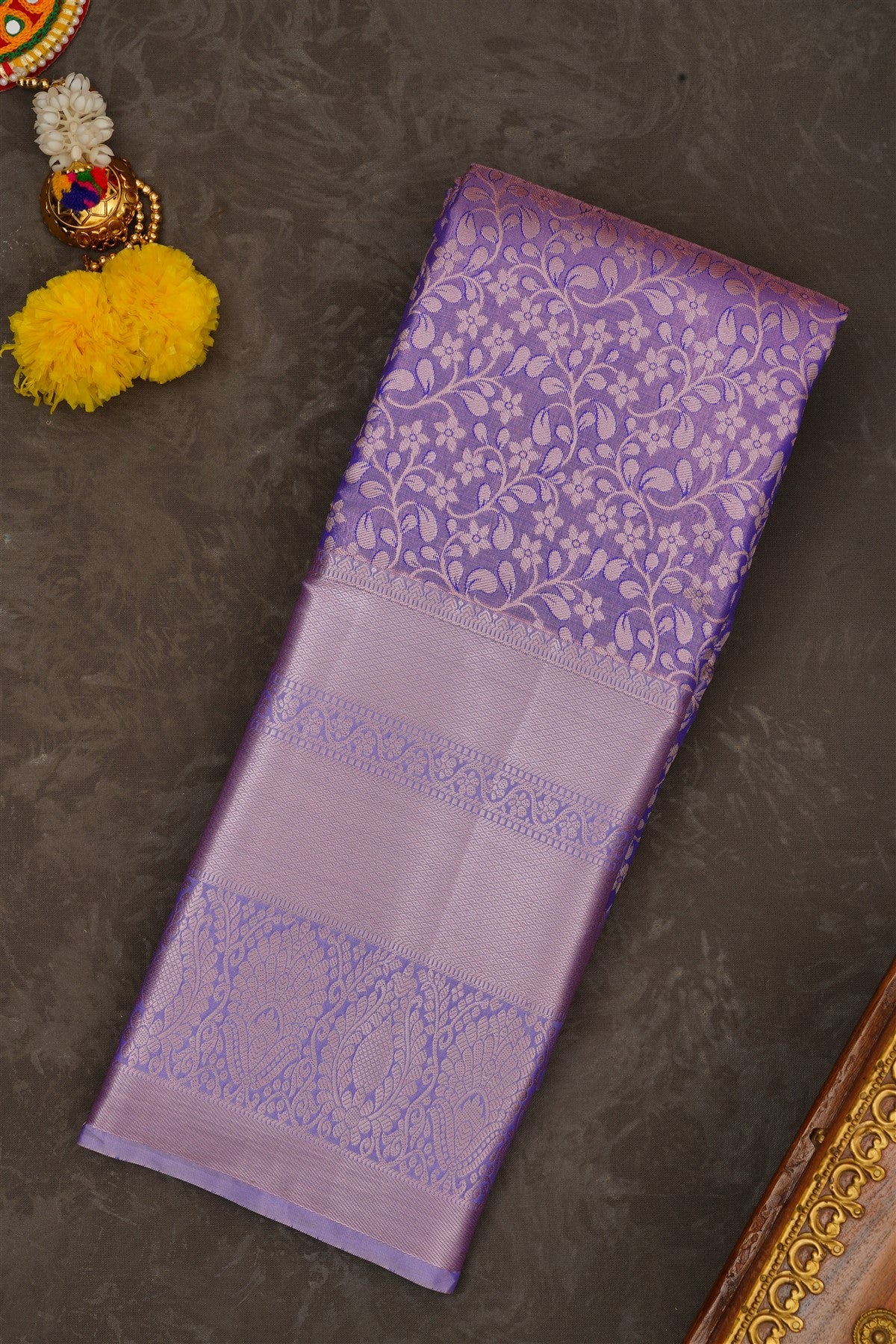 Semi Pattu Silk Blend Royal Blue Saree