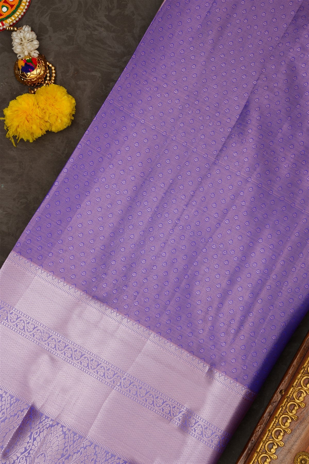 Semi Pattu Silk Blend Royal Blue Saree