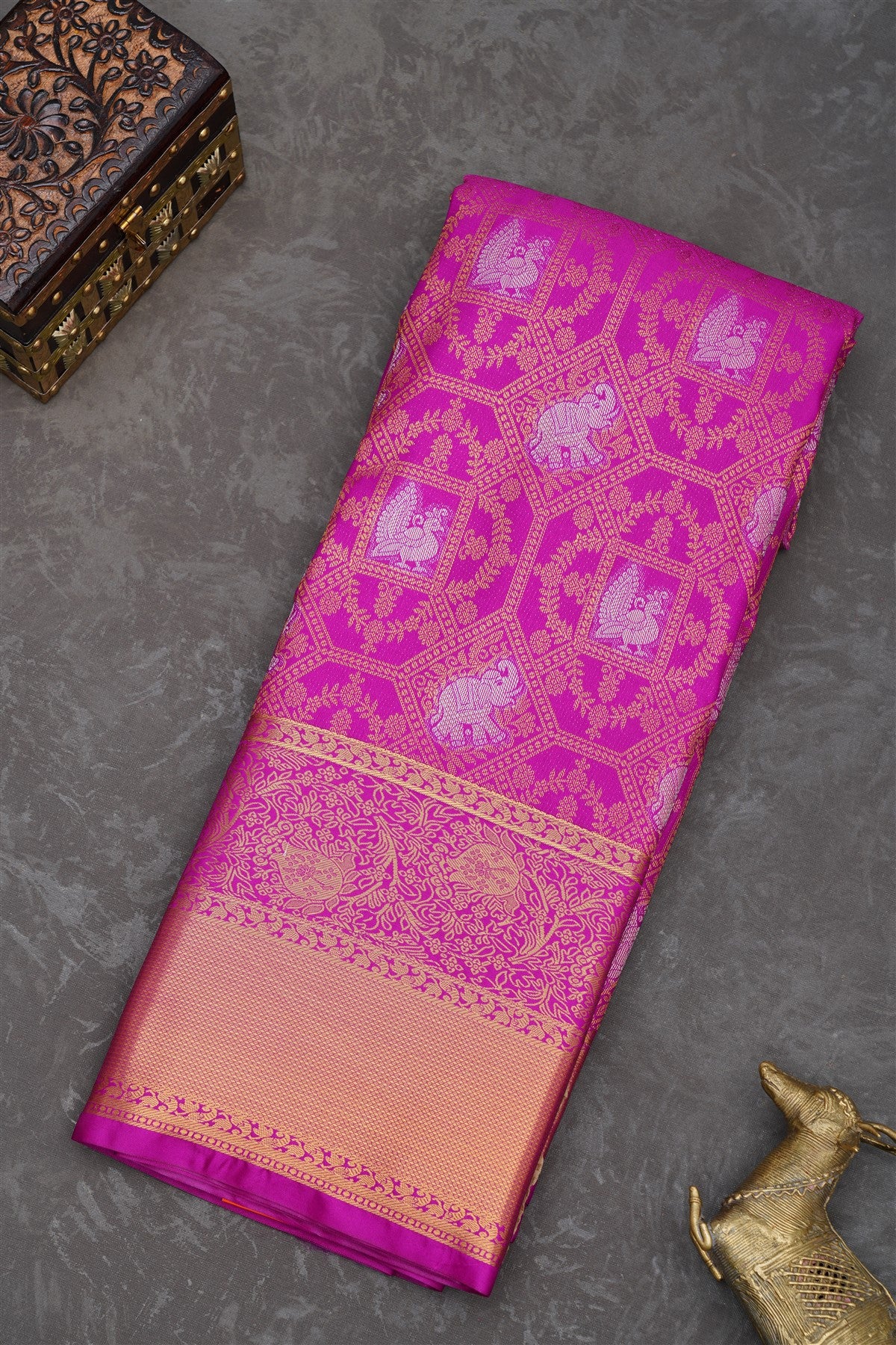 Semi Pattu Silk Blend Purple Saree