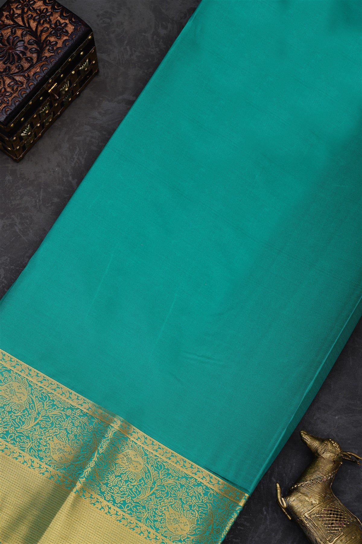 Semi Pattu Silk Blend Sea Green Saree