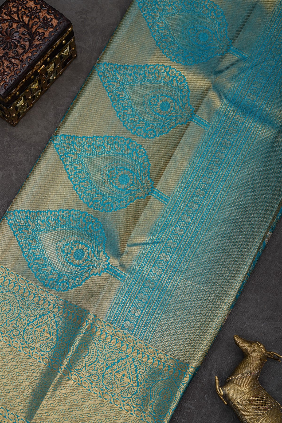 Semi Pattu Silk Blend Rama Green Saree