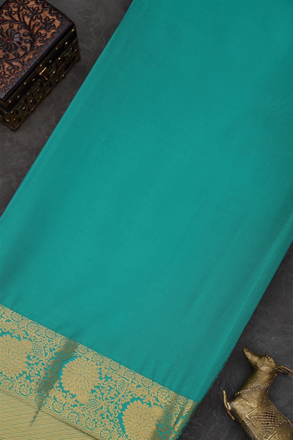 Semi Pattu Silk Blend Sea Green Saree
