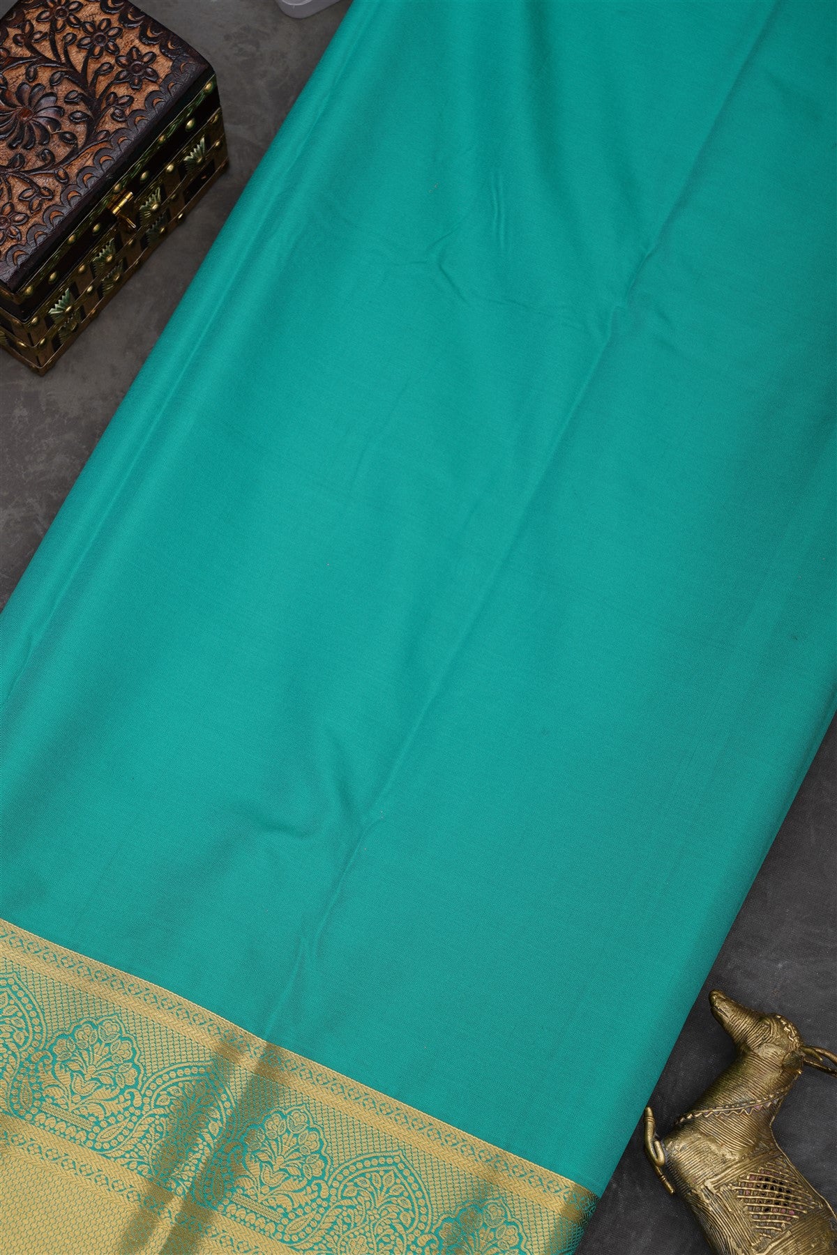 Semi Pattu Silk Blend Sea Green Saree